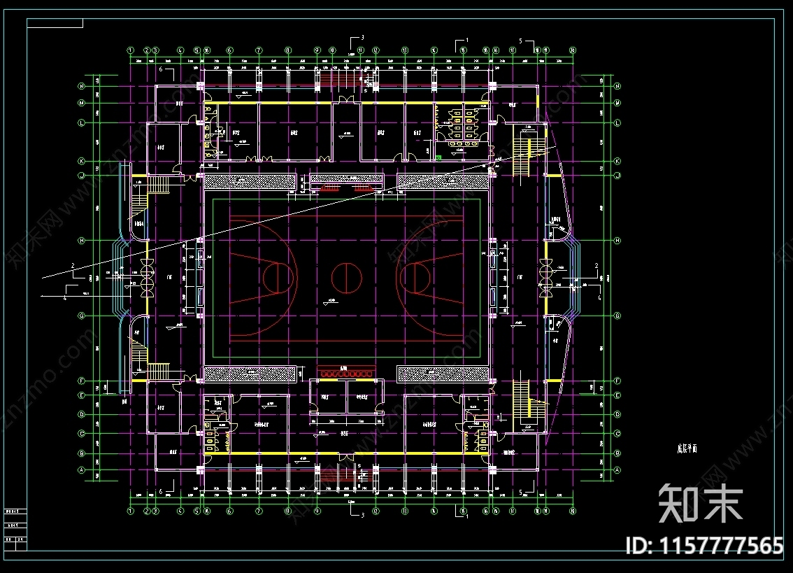 4730平米体育馆建筑图纸cad施工图下载【ID:1157777565】