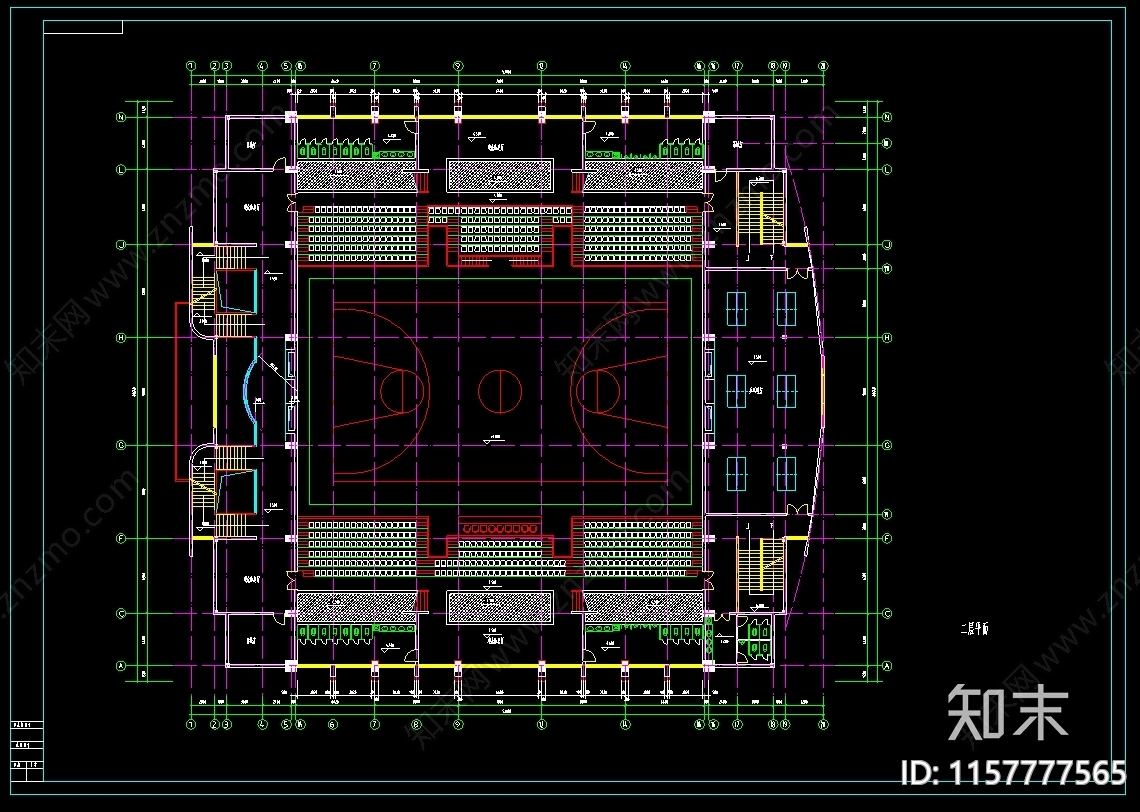 4730平米体育馆建筑图纸cad施工图下载【ID:1157777565】