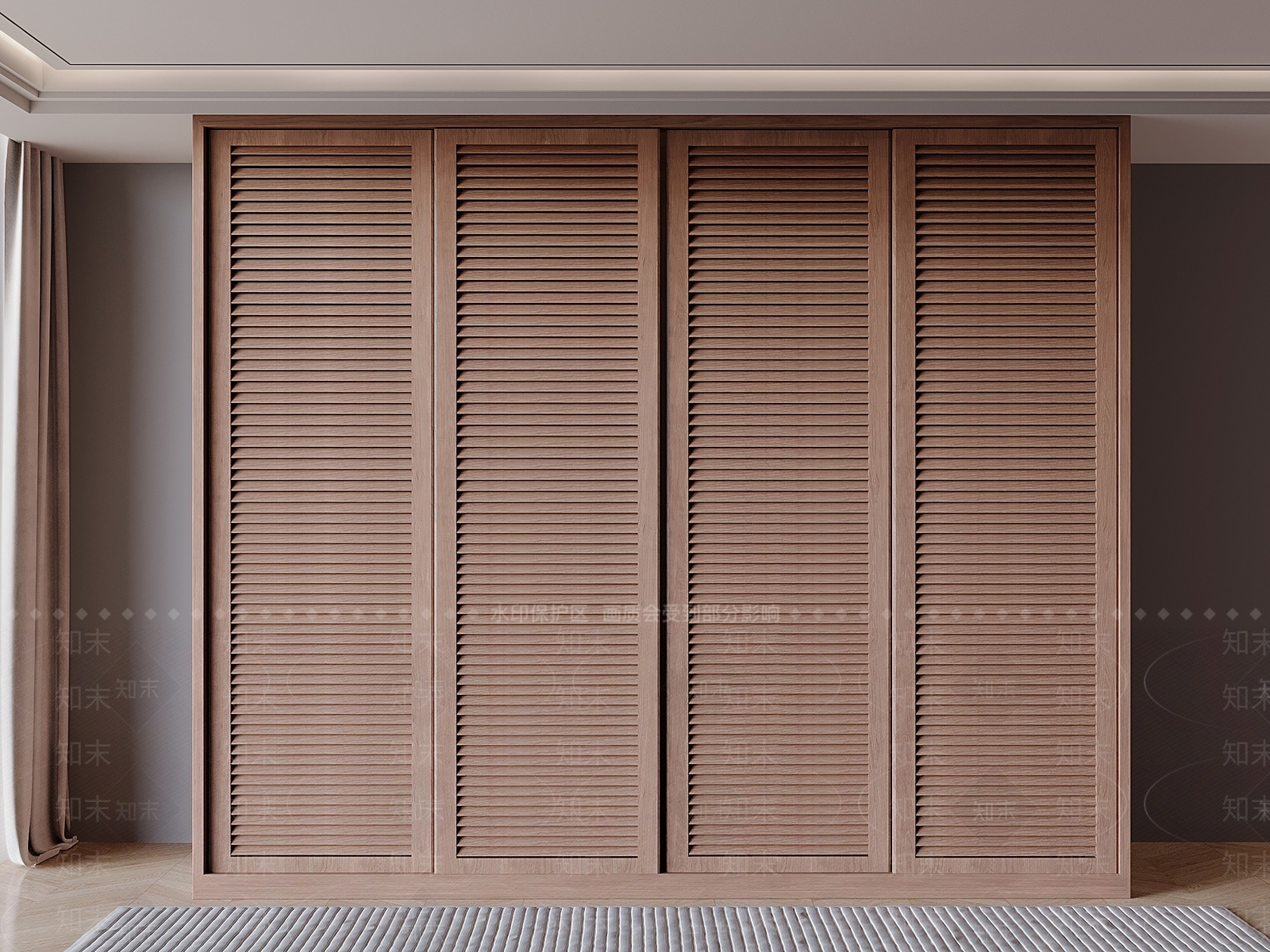 北欧原木百叶衣橱3D模型下载【ID:1157777670】
