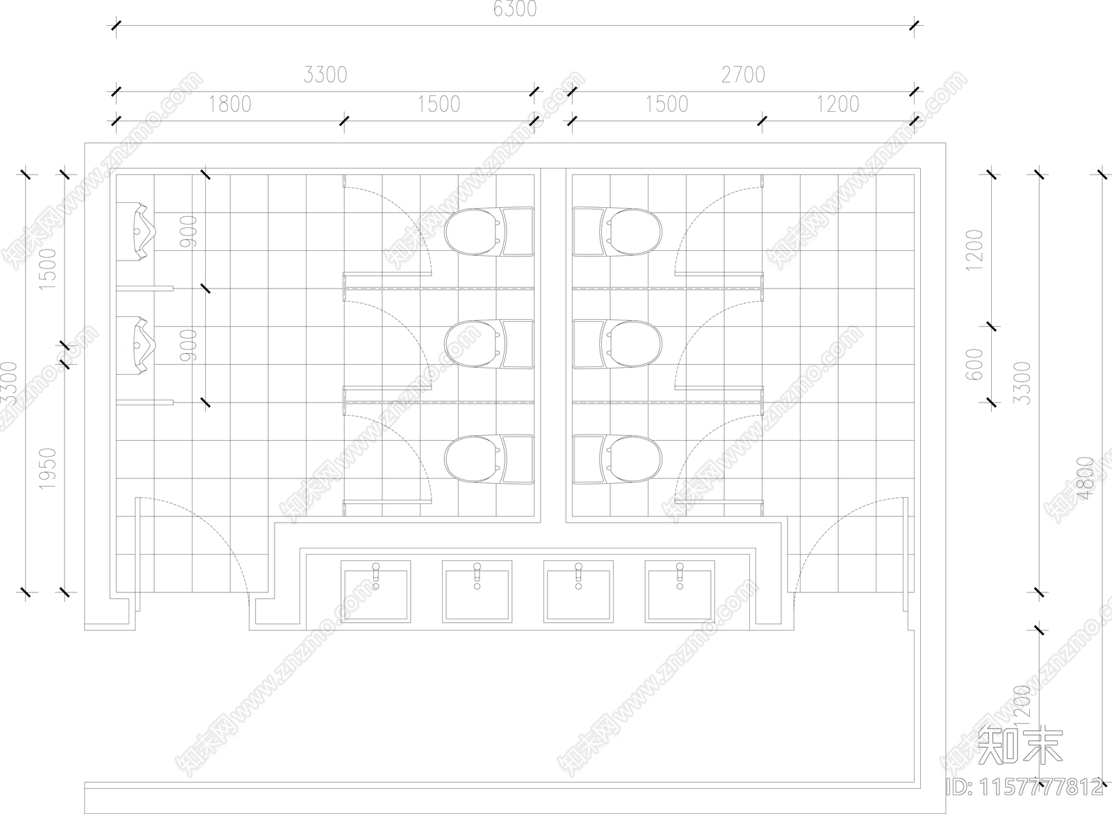 公共卫生间平面布置图30套施工图下载【ID:1157777812】