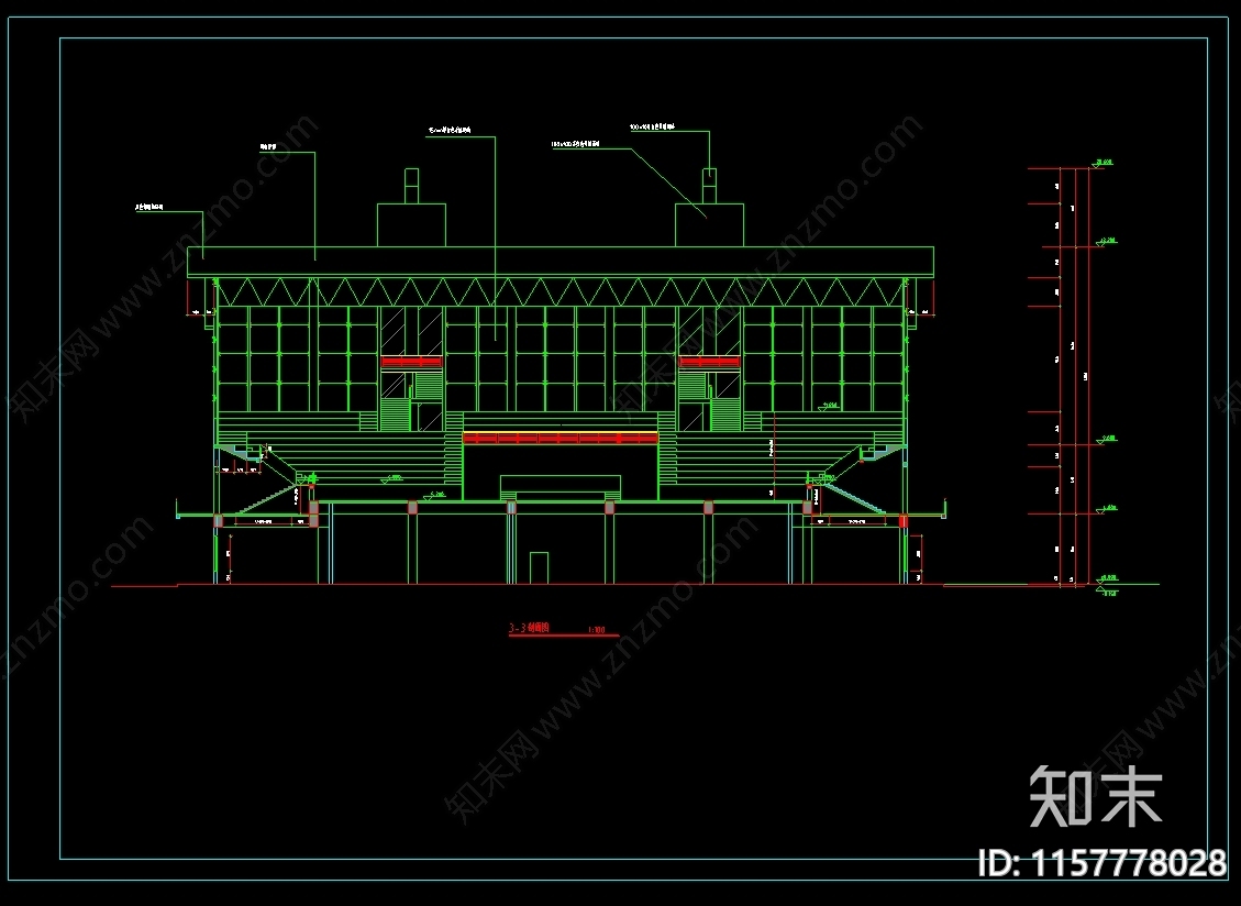 5200平米体艺馆建筑图纸cad施工图下载【ID:1157778028】