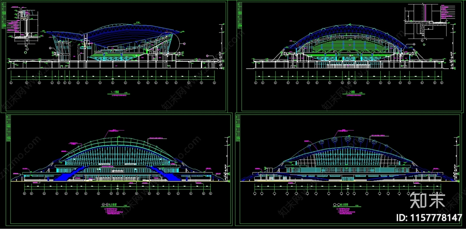4层体育馆建筑图纸cad施工图下载【ID:1157778147】