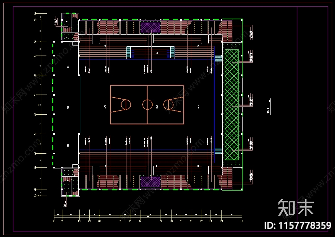 三层体育馆装修图cad施工图下载【ID:1157778359】