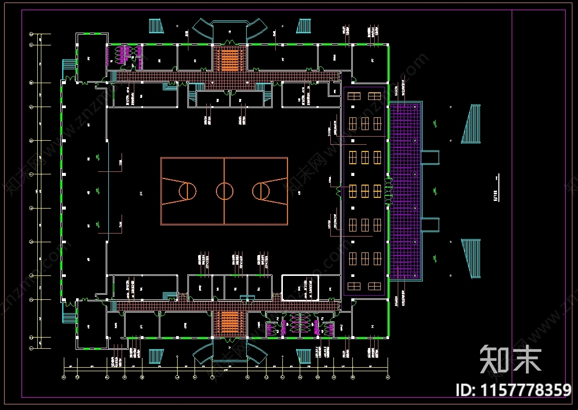三层体育馆装修图cad施工图下载【ID:1157778359】
