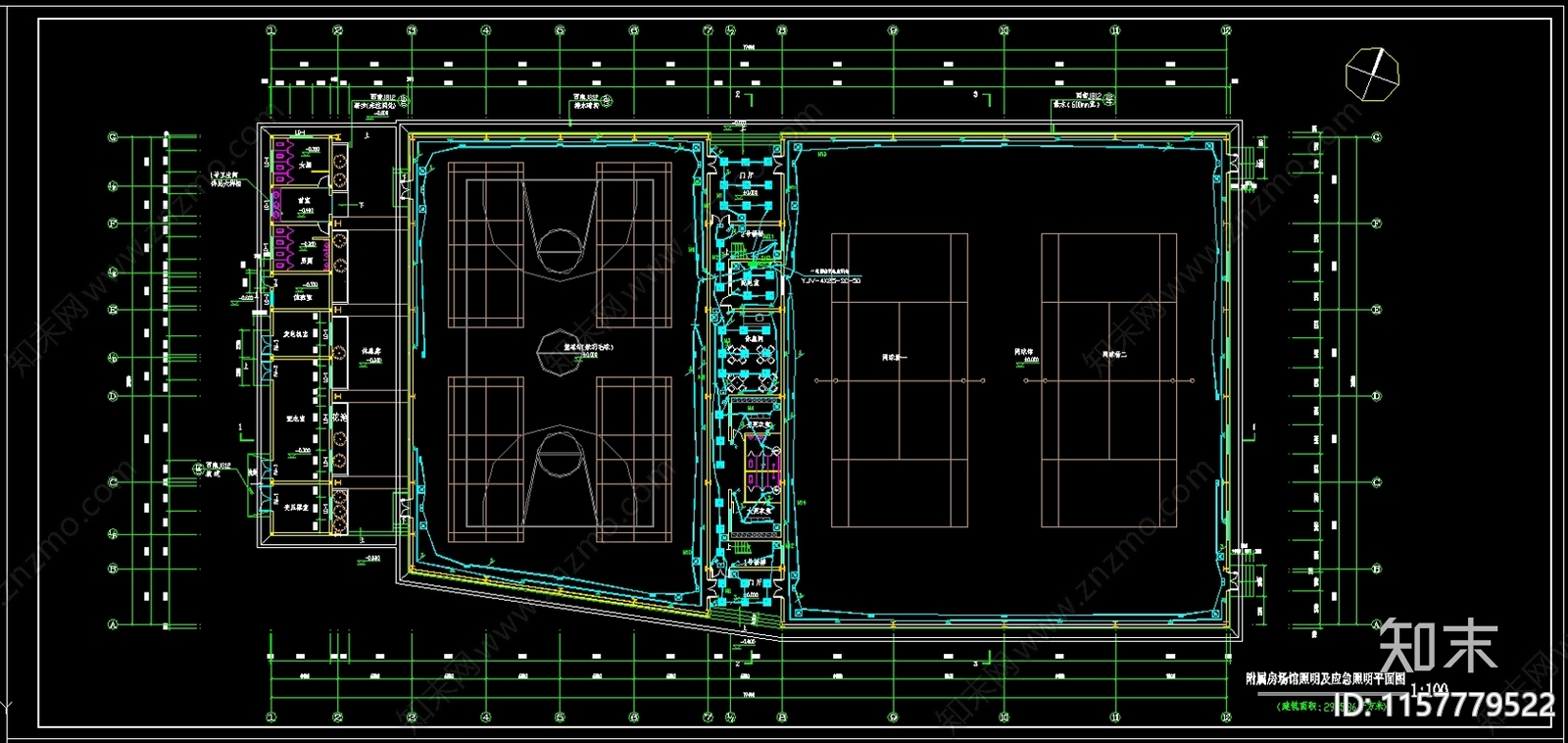 市老年活动中心体育馆单体建筑设计电气图cad施工图下载【ID:1157779522】