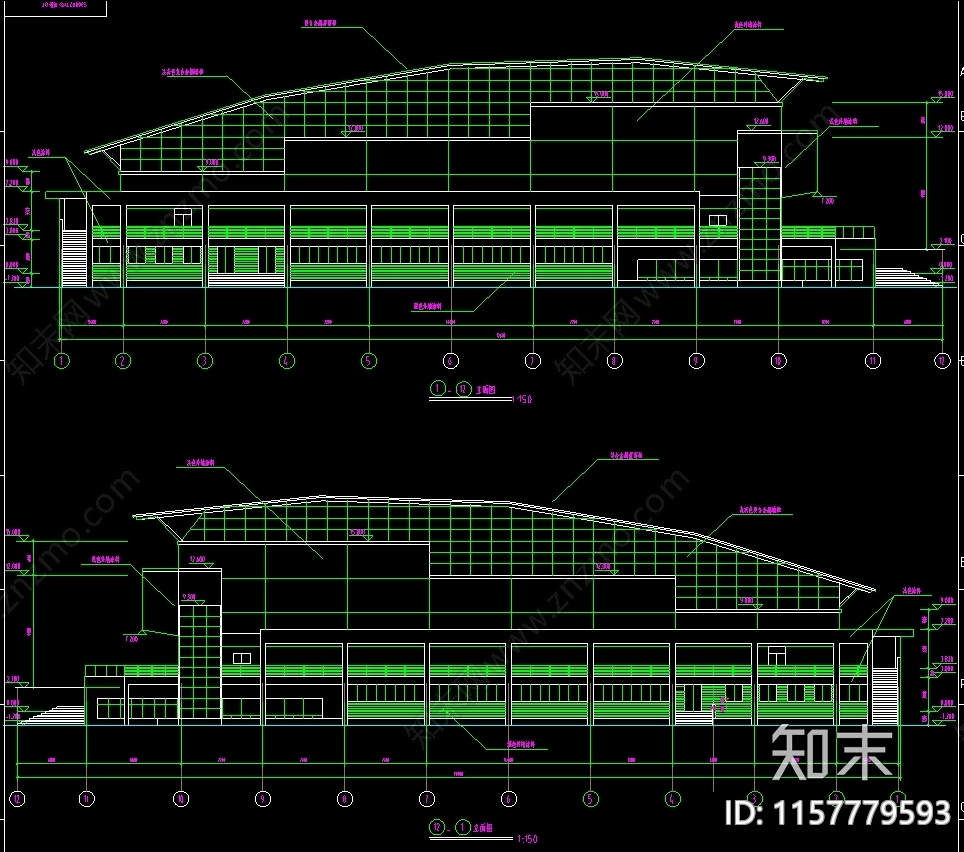 5780平米体育建筑图纸cad施工图下载【ID:1157779593】