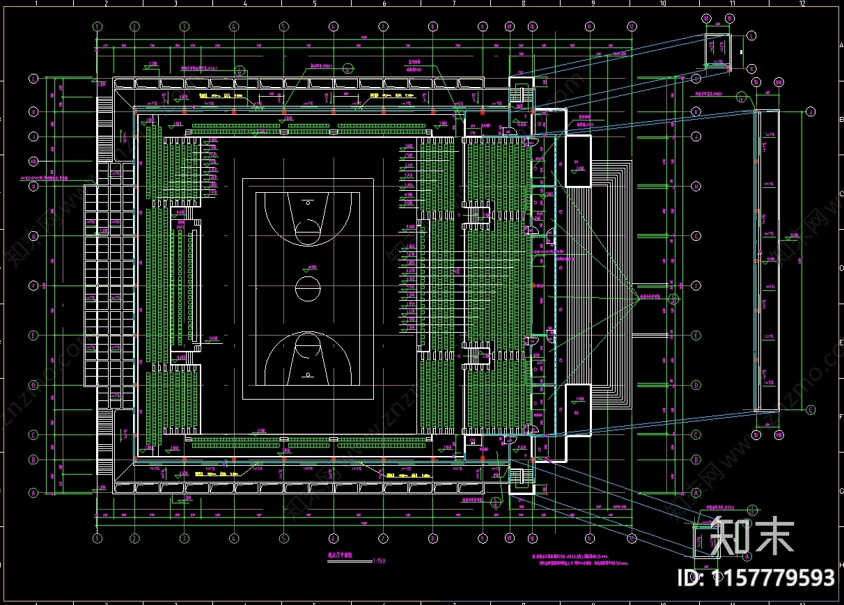 5780平米体育建筑图纸cad施工图下载【ID:1157779593】
