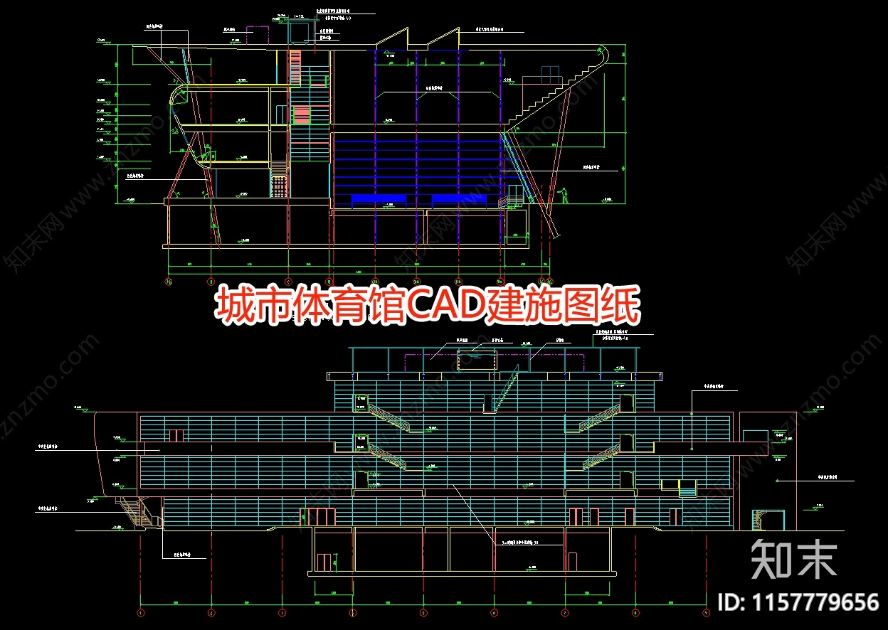 城市体育馆建施图纸cad施工图下载【ID:1157779656】