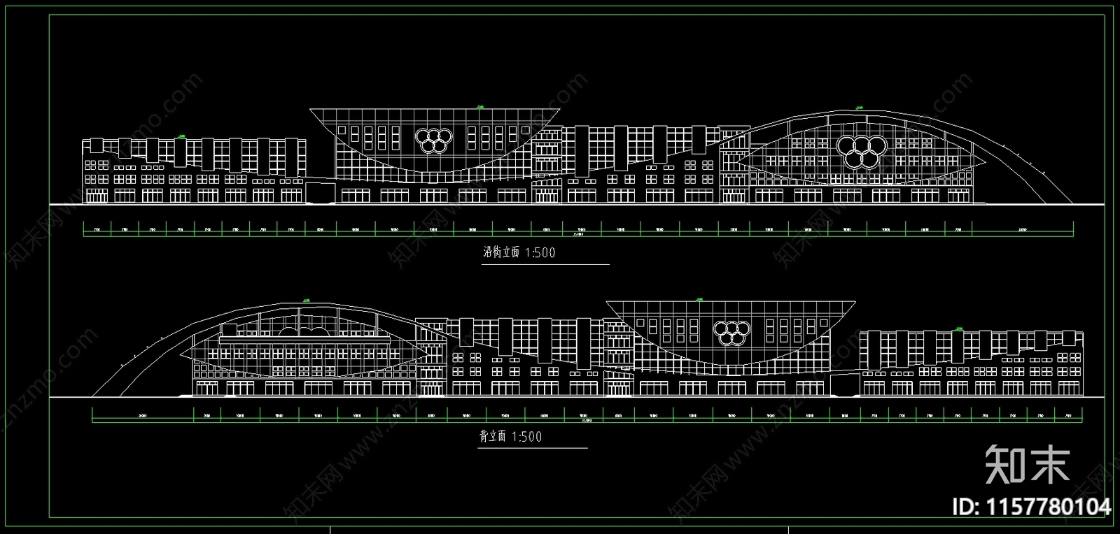 体育运动中心建筑图cad施工图下载【ID:1157780104】