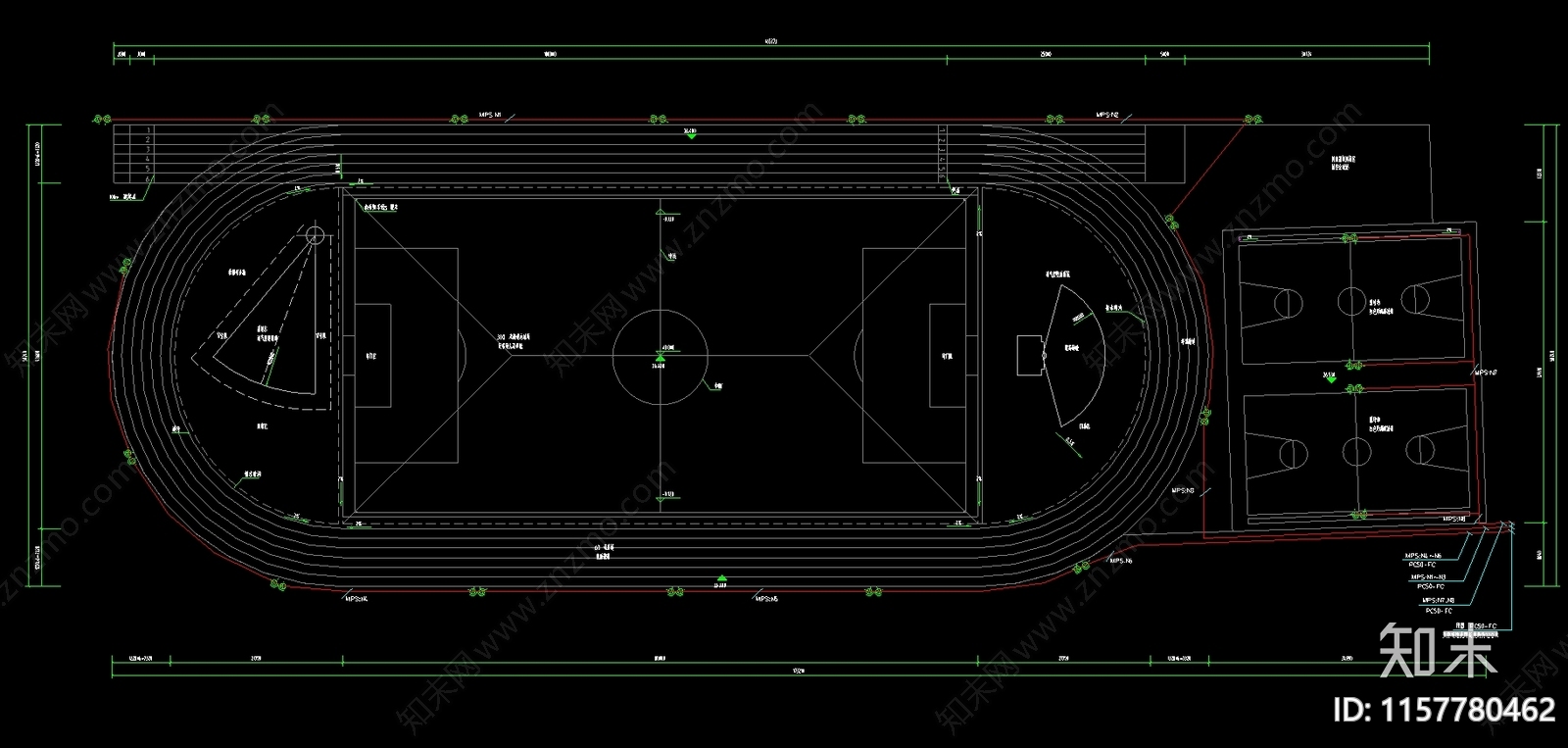 学校运动场篮球场和体育馆图纸cad施工图下载【ID:1157780462】
