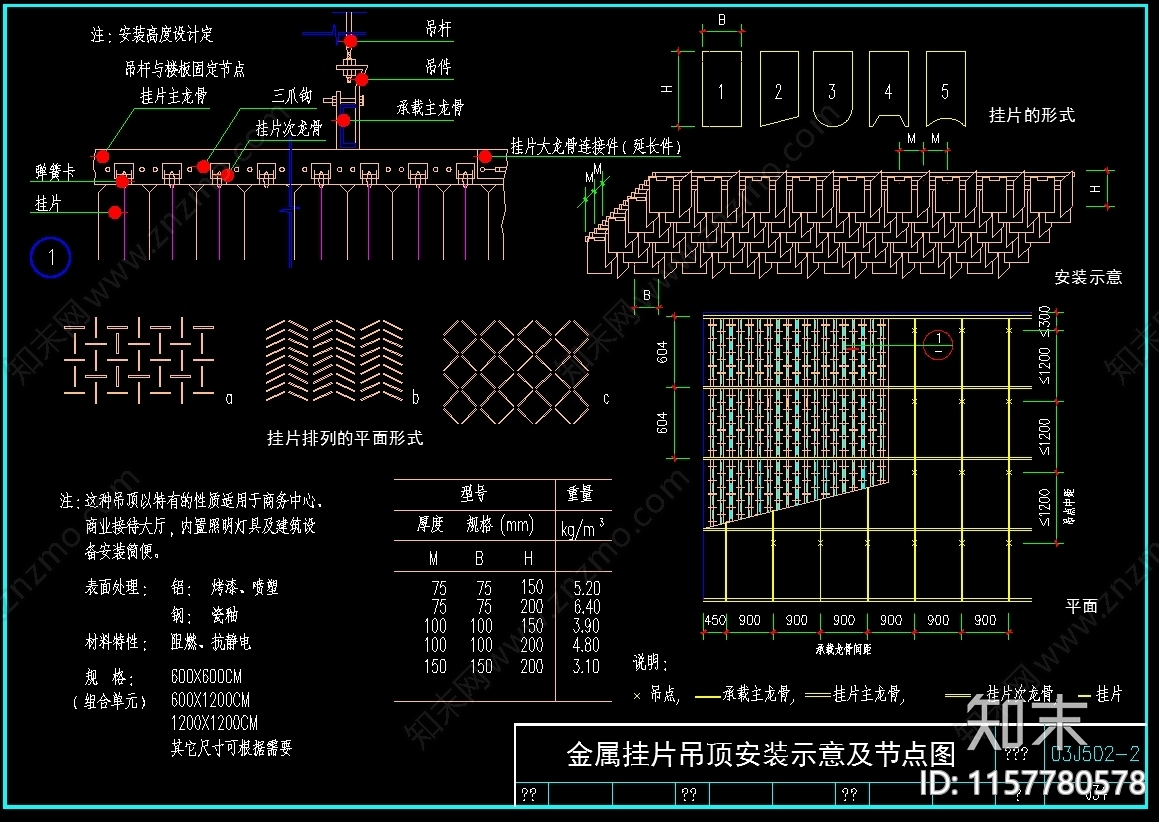 精选吊顶金属板cad施工图下载【ID:1157780578】