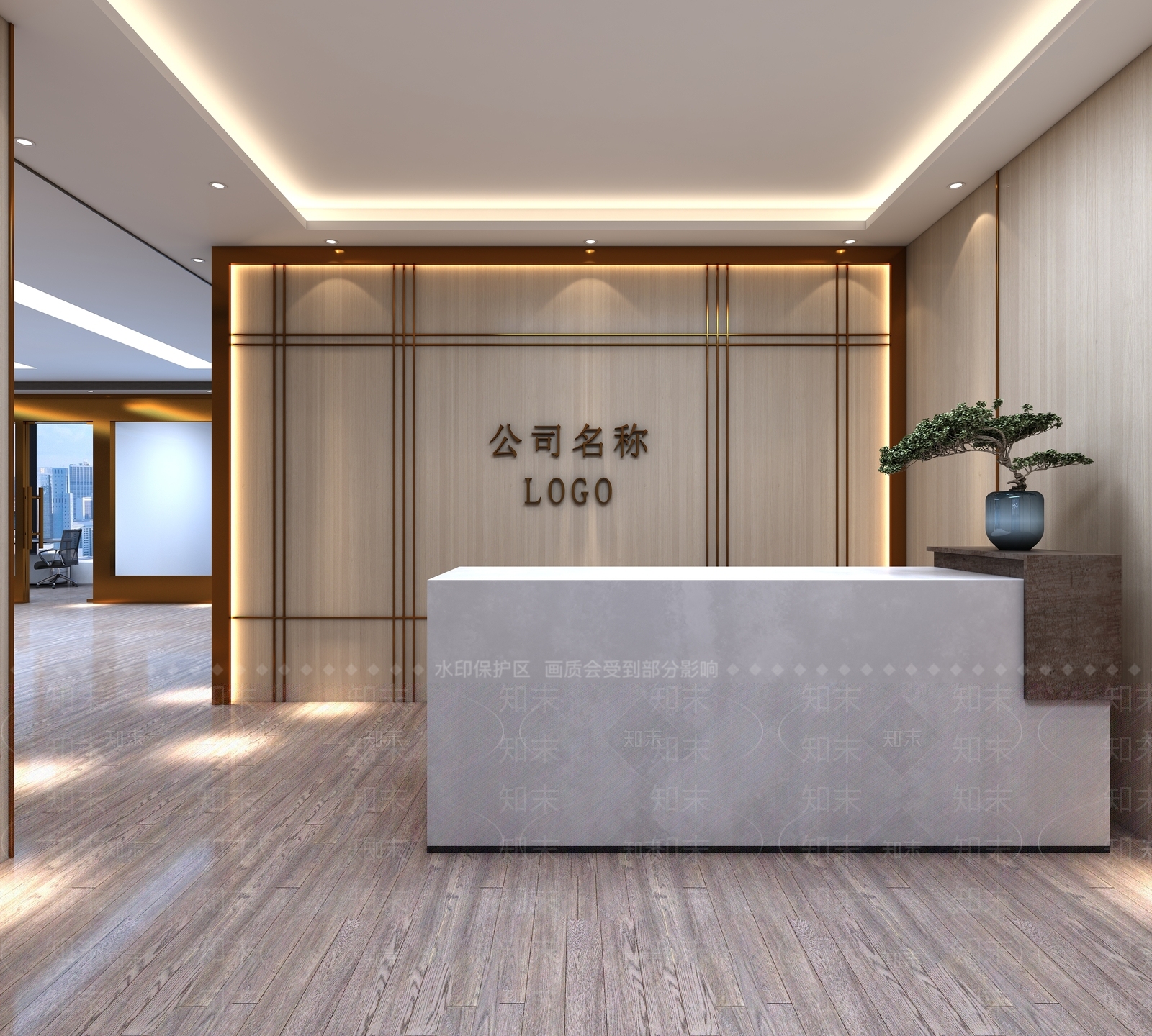 现代办公室前台3D模型下载【ID:1157781388】