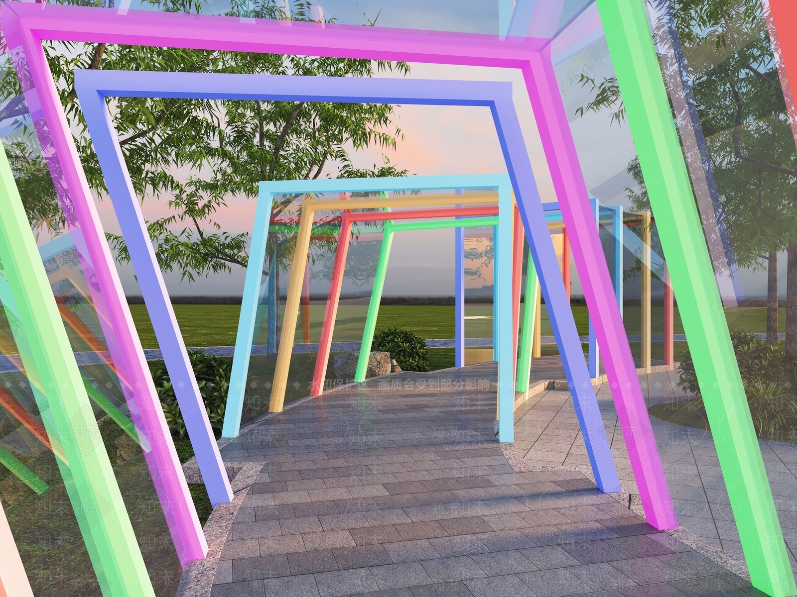 现代公园节点3D模型下载【ID:1157783217】