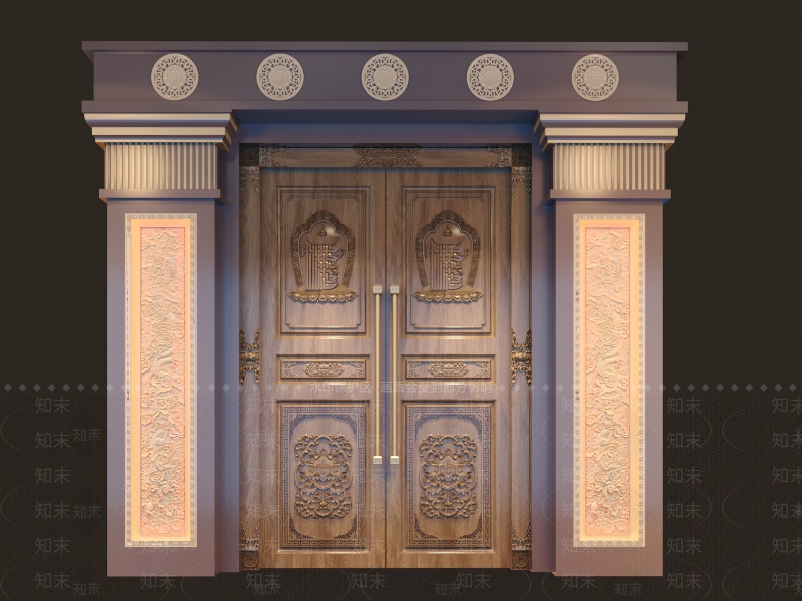 中式门3D模型下载【ID:1157783759】