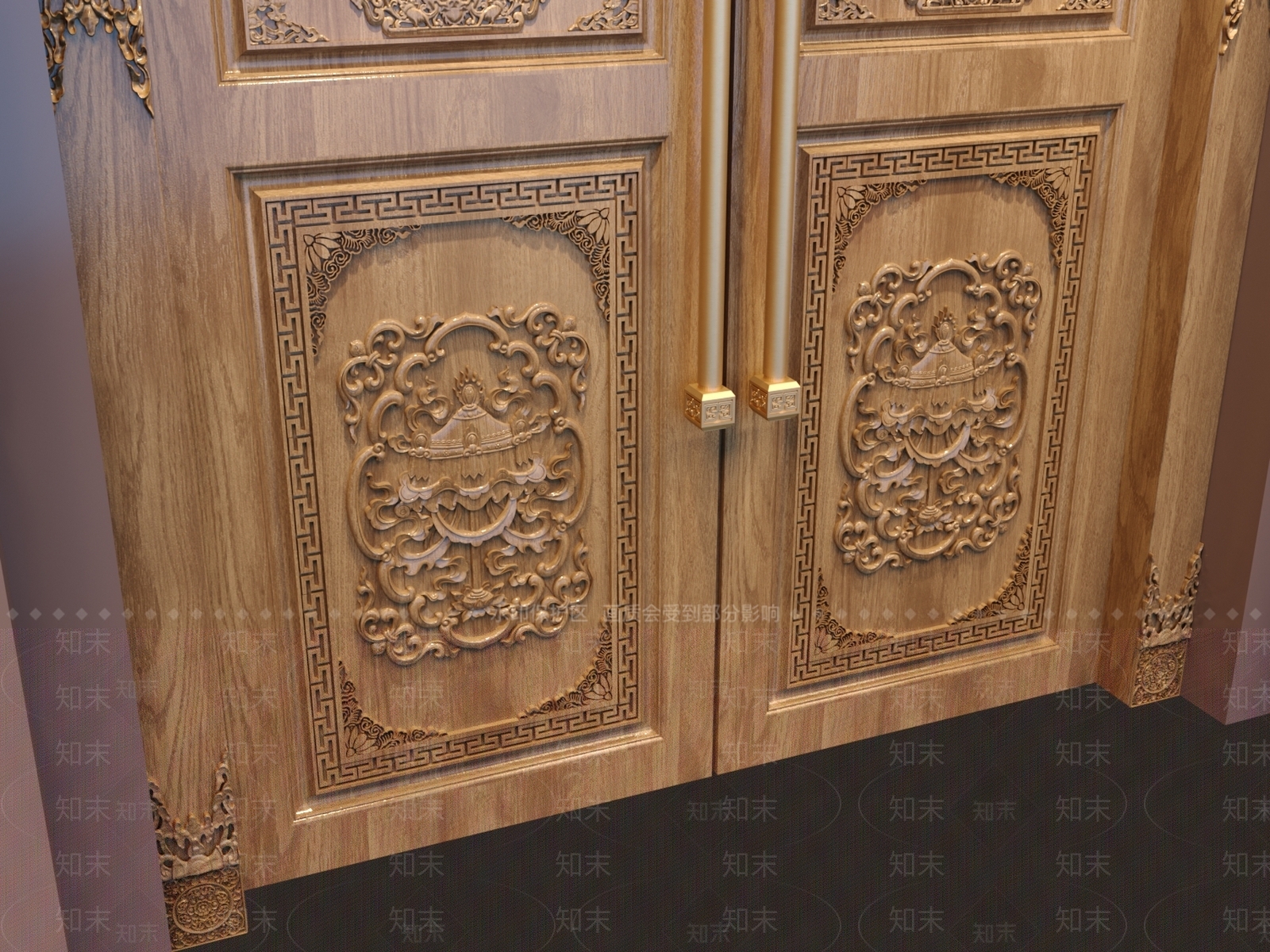 中式门3D模型下载【ID:1157783759】_知末3d模型网