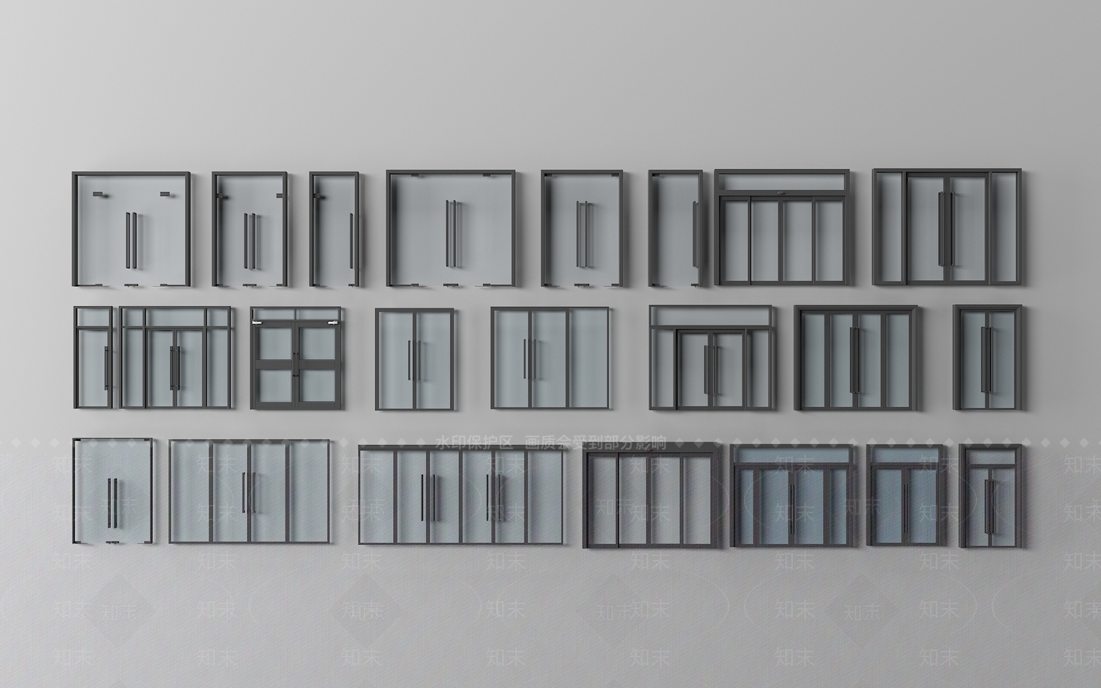 现代玻璃门3D模型下载【ID:1157784730】