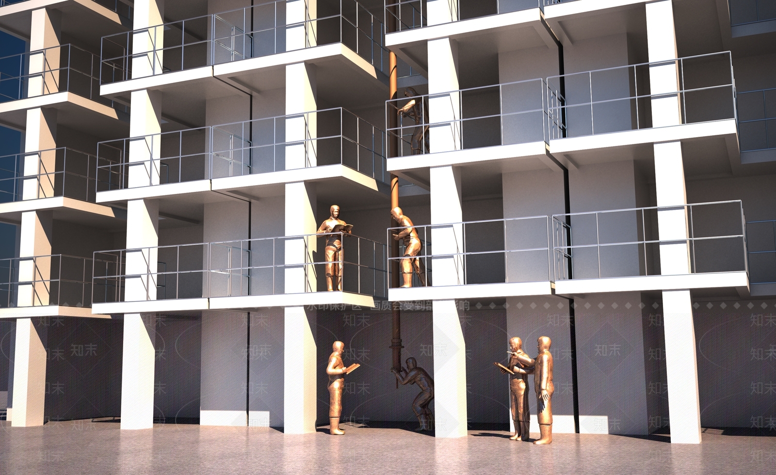 现代工人雕塑3D模型下载【ID:1157785072】