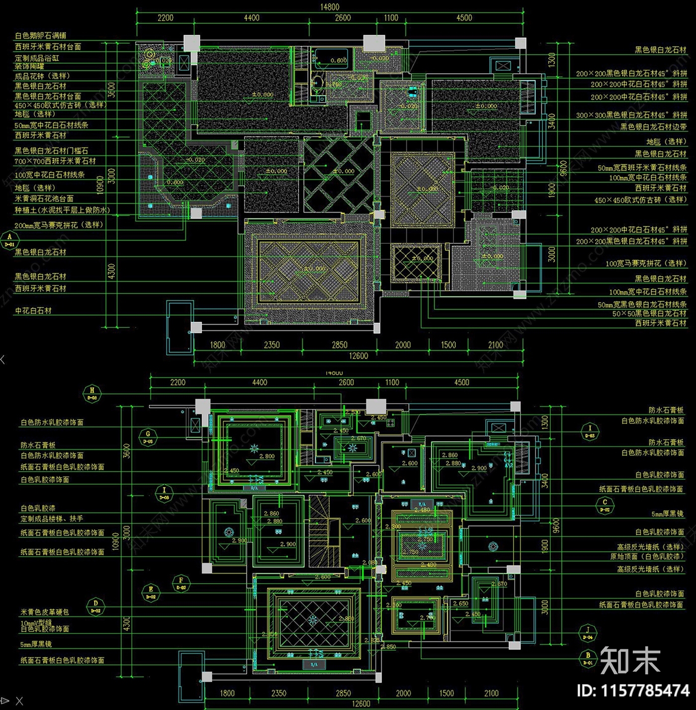 家装别墅cad施工图下载【ID:1157785474】