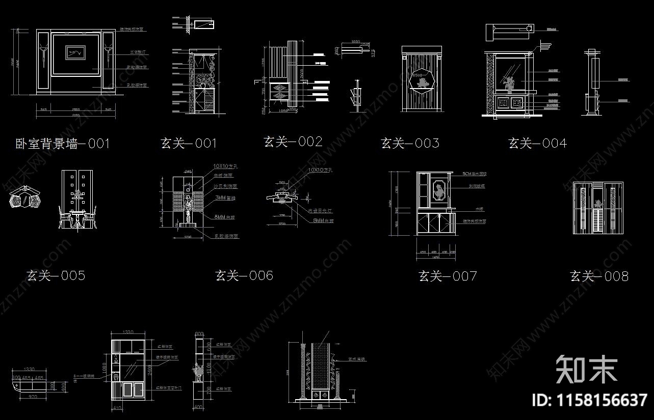 最全一个详图衣柜立面cad施工图下载【ID:1158156637】
