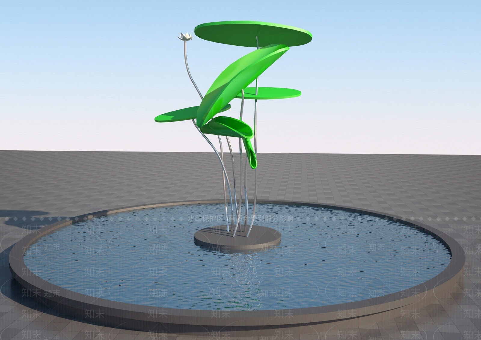 现代荷花荷叶雕塑3D模型下载【ID:1157786782】