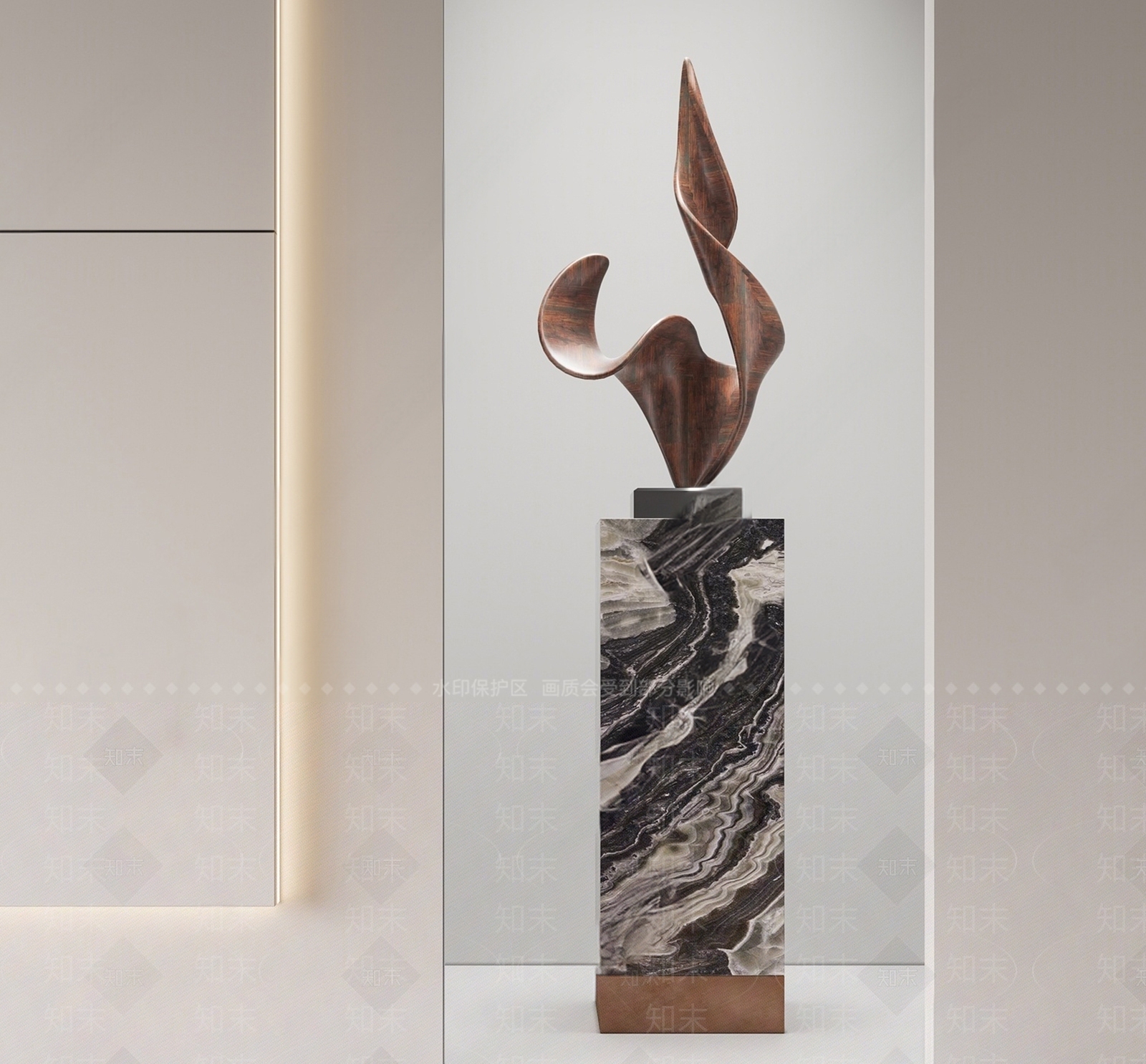 现代抽象雕塑装置SU模型下载【ID:1157788880】