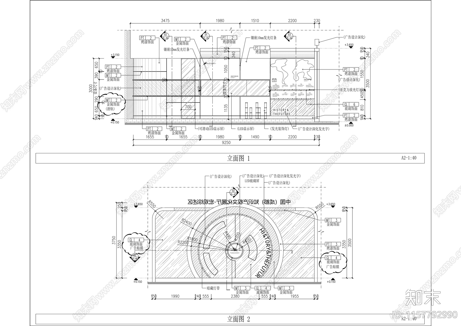 企业文化展厅室内装饰cad施工图下载【ID:1157792990】