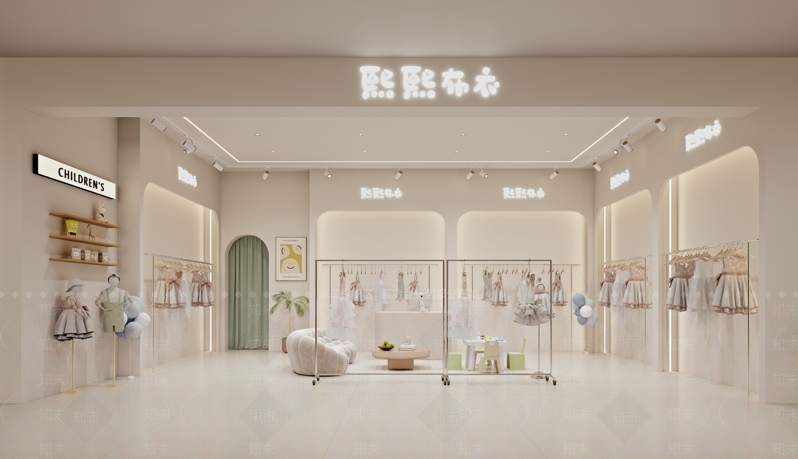 现代儿童服装店3D模型下载【ID:1157795279】