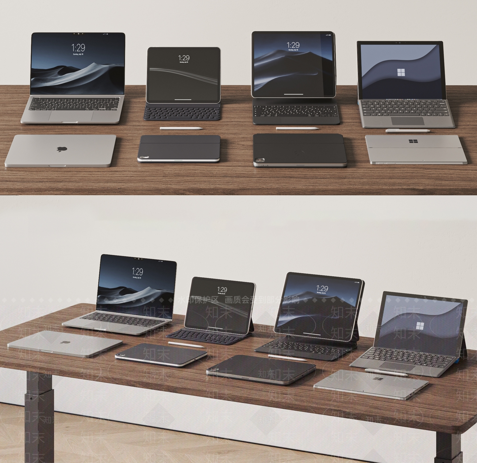 笔记本电脑平板电脑组合SU模型下载【ID:1157795174】