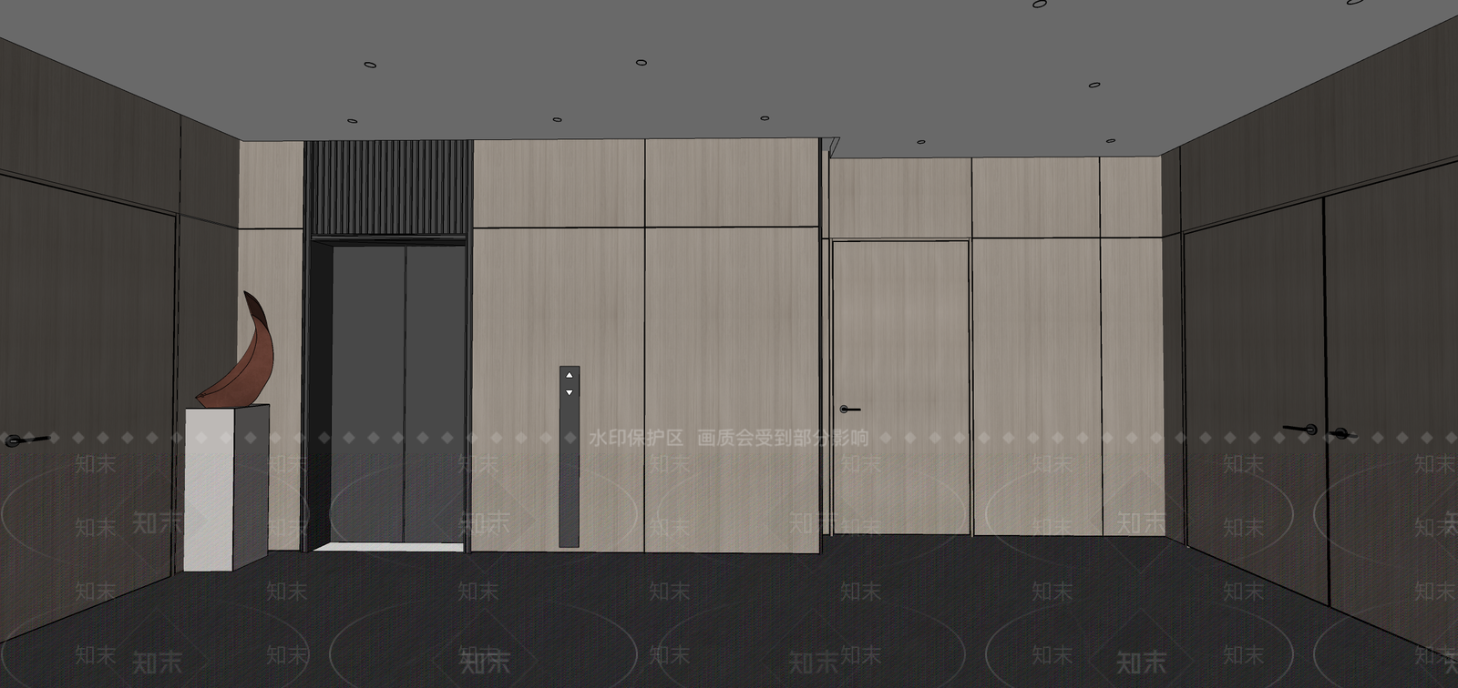 现代电梯厅SU模型下载【ID:1157795187】