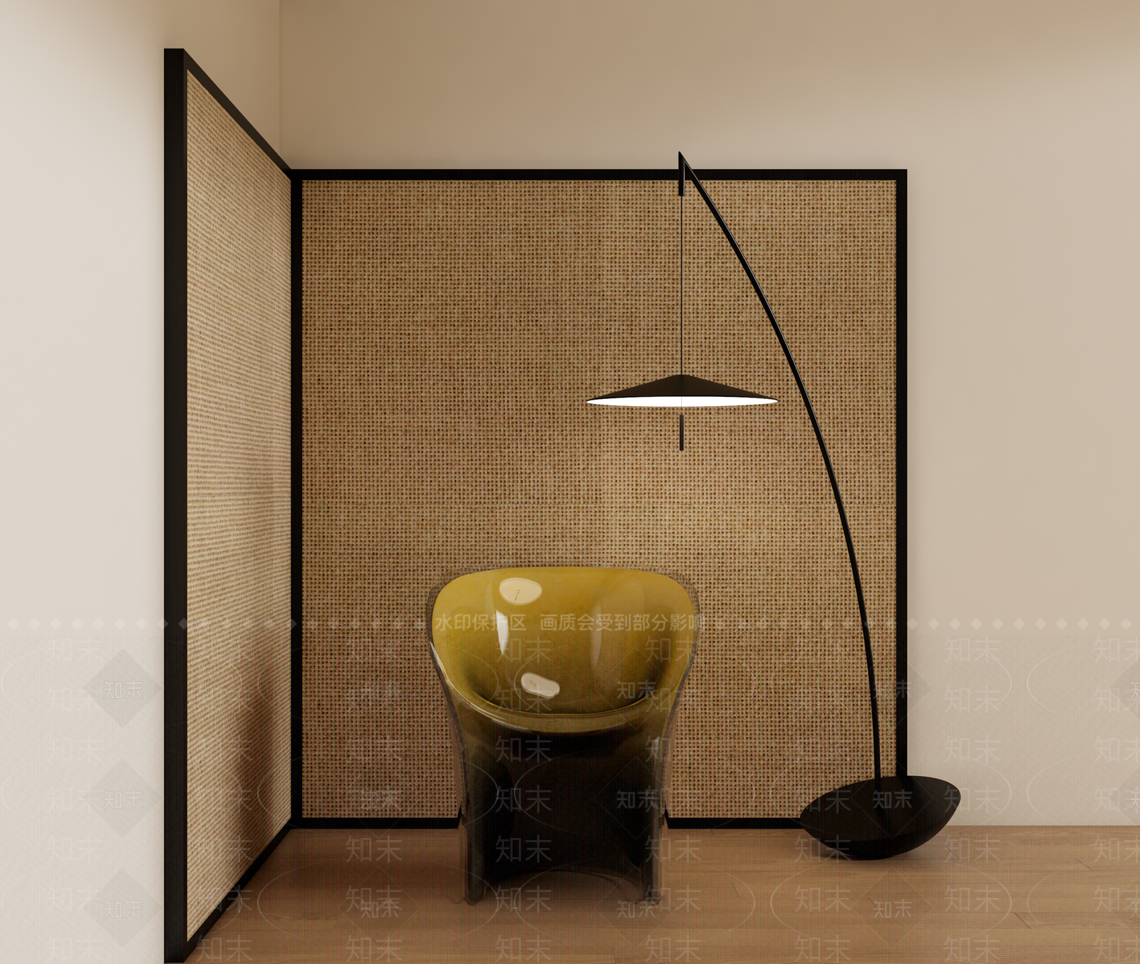 侘寂风屏风3D模型下载【ID:1157795450】