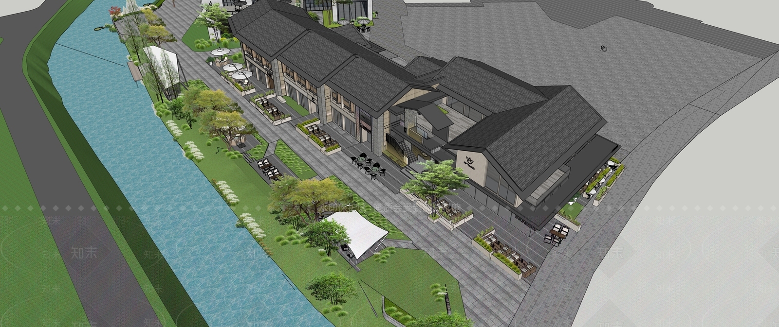 商业街SU模型精品下载_SketchUp模型_知末网