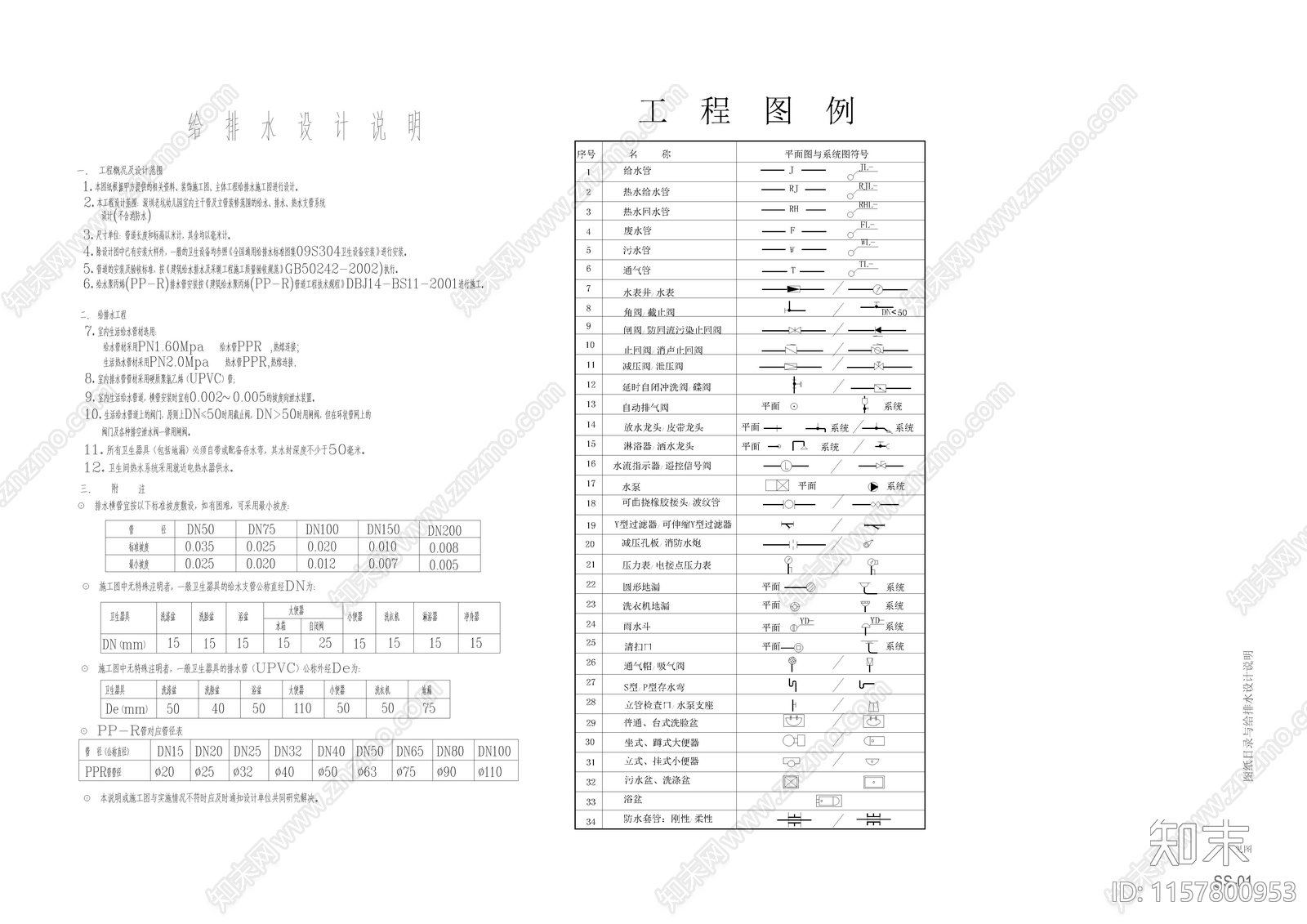 给排水室内室外设计说明施工图下载【ID:1157800953】