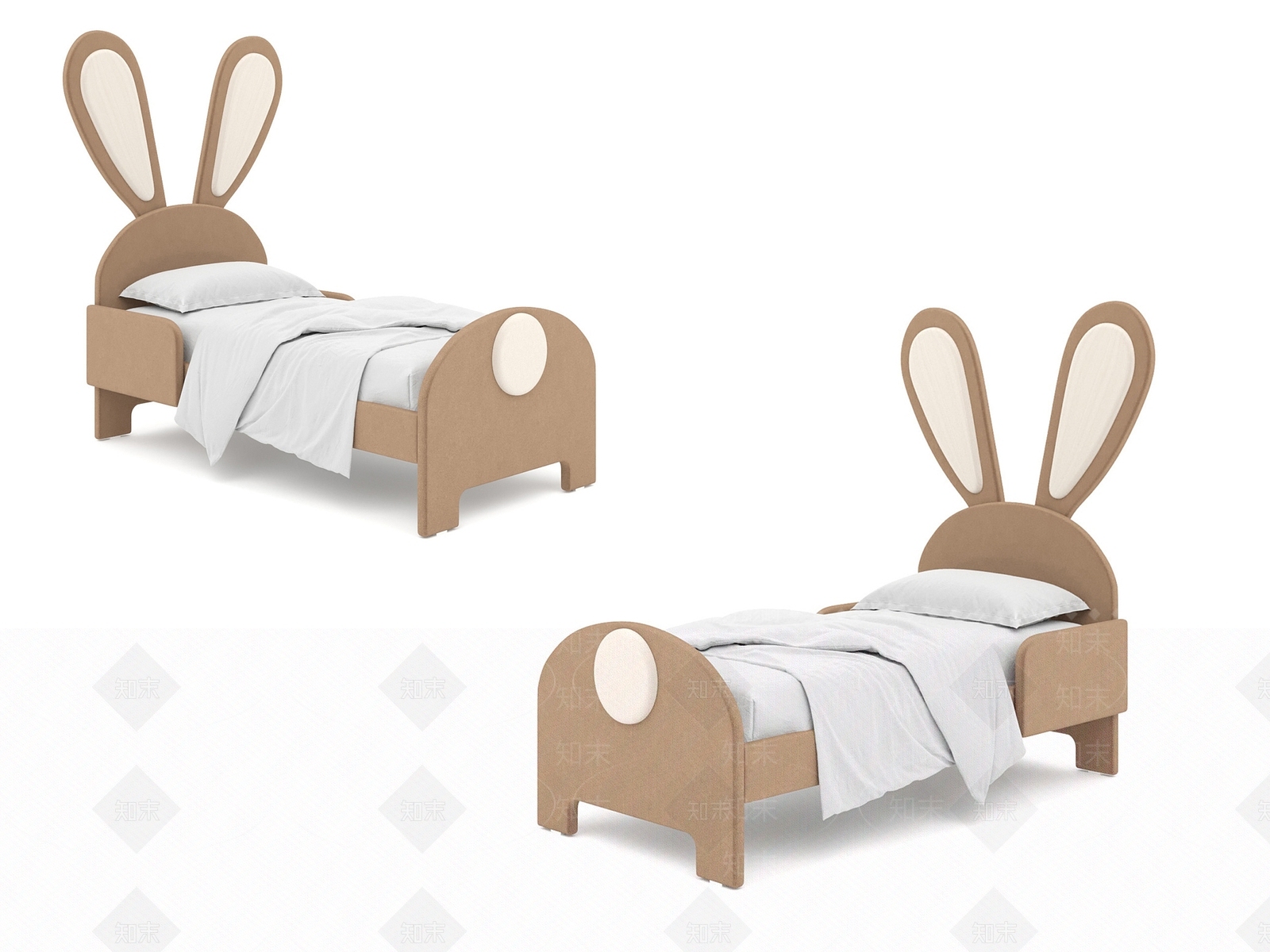 北欧简约儿童单人床3D模型下载【ID:1157799283】