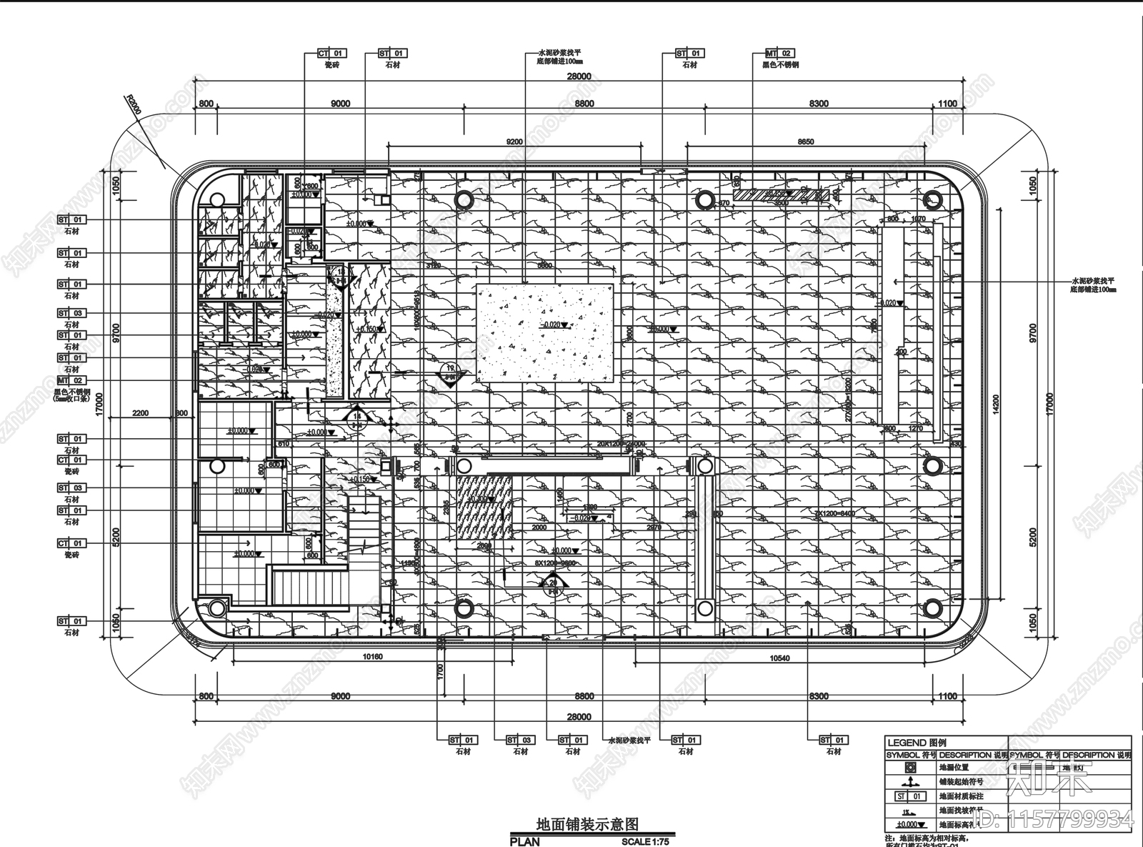 500m²现代风格山西售楼部施工图下载【ID:1157799934】