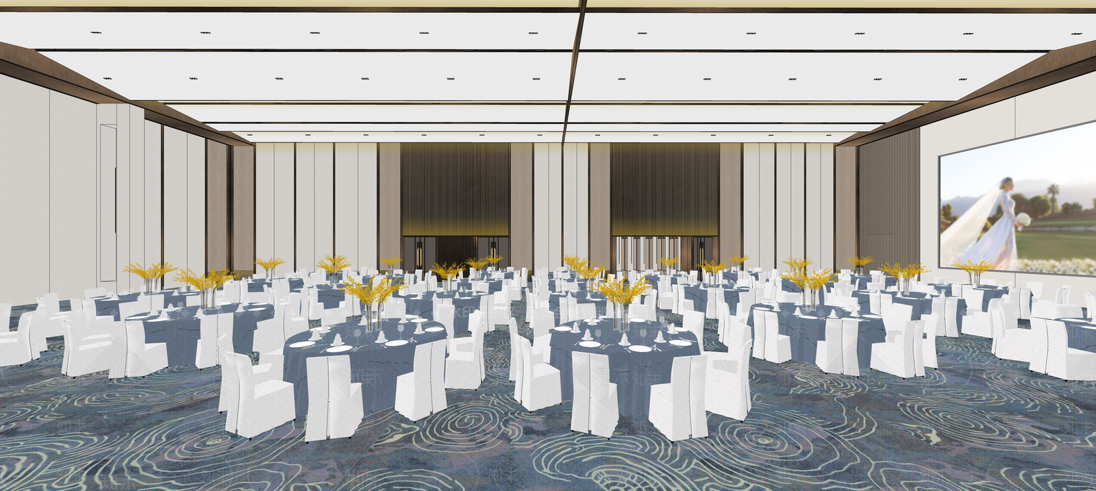 现代宴会厅SU模型下载【ID:1157801775】