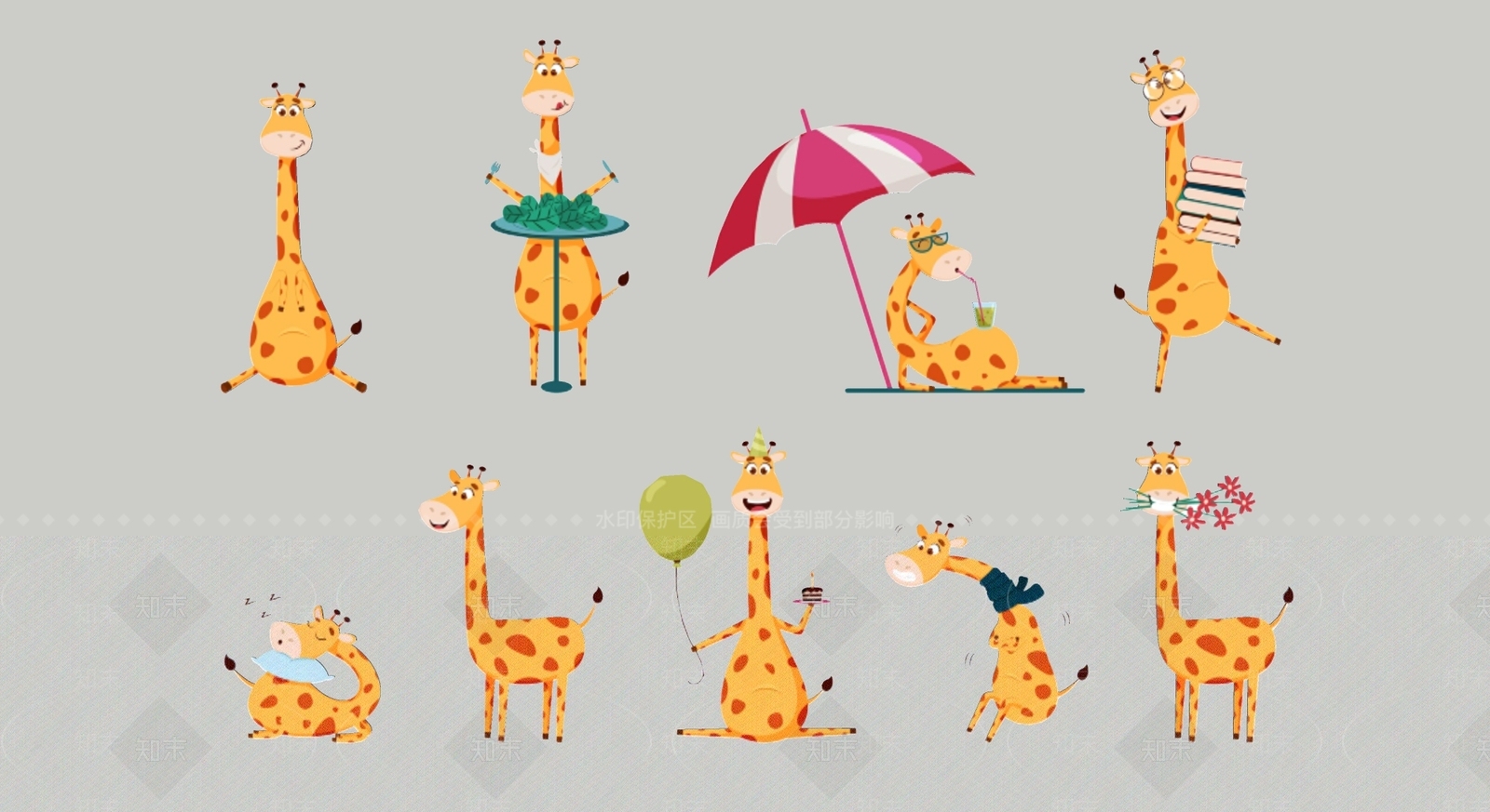 2D现代长颈鹿可爱头像剪影3D模型下载【ID:1157804258】