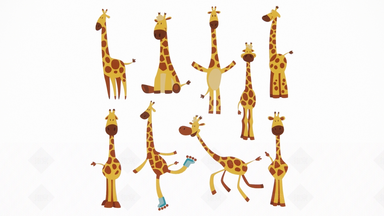 2D现代长颈鹿可爱头像剪影3D模型下载【ID:1157804376】