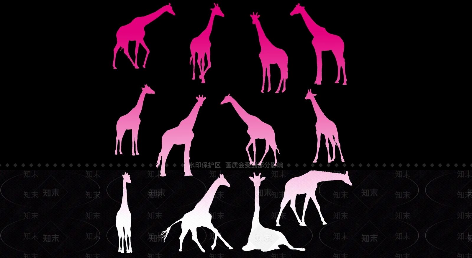 现代长颈鹿可爱头像剪影3D模型下载【ID:1157804519】