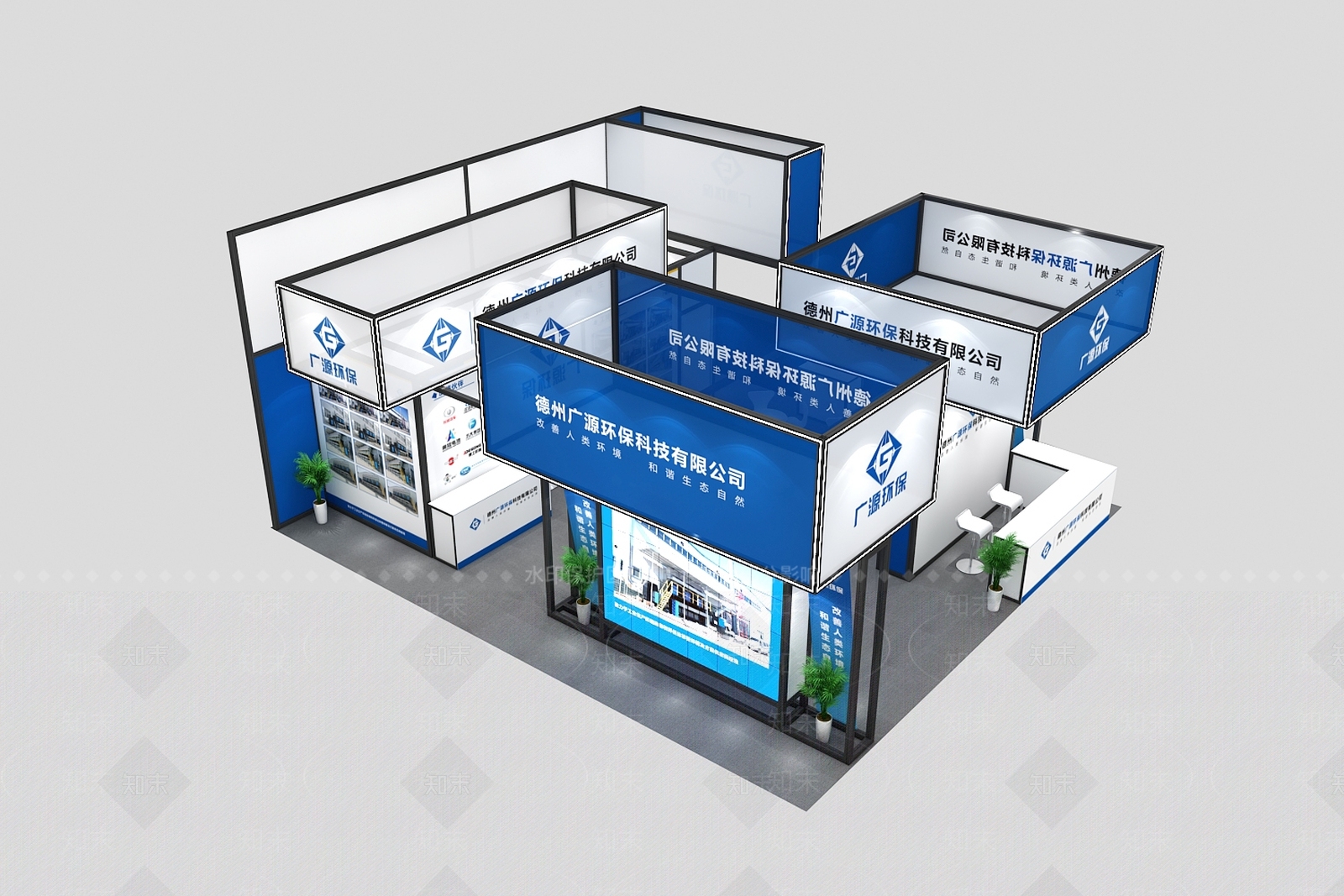 现代型材展台轮胎展位设计9X10M三开口3D模型下载【ID:1157869249】