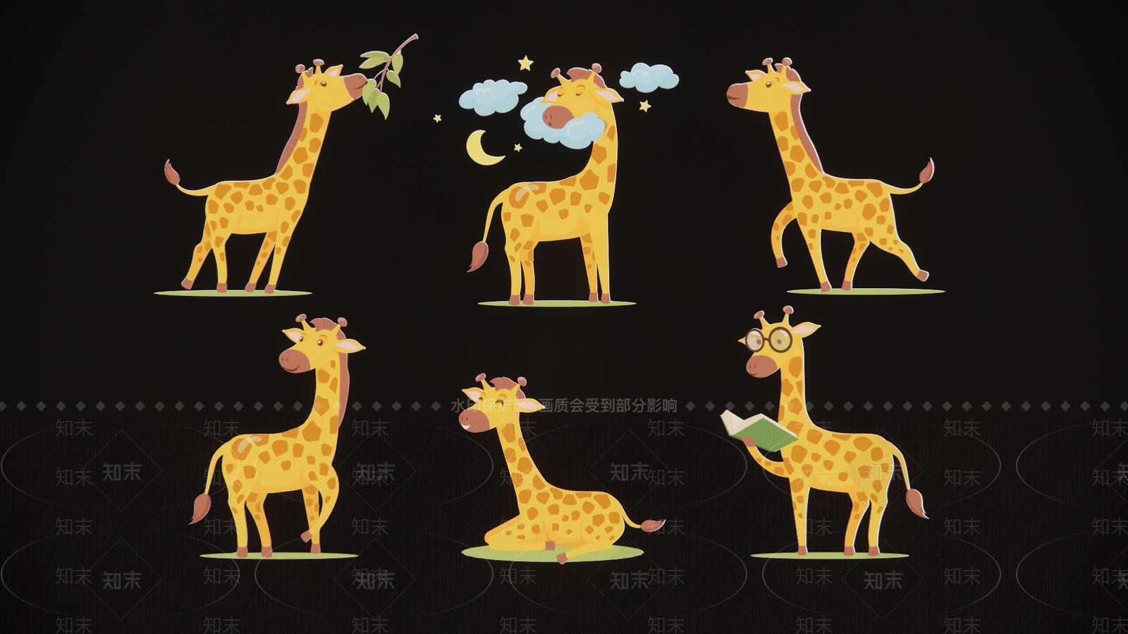 2D现代长颈鹿可爱头像剪影3D模型下载【ID:1157804875】