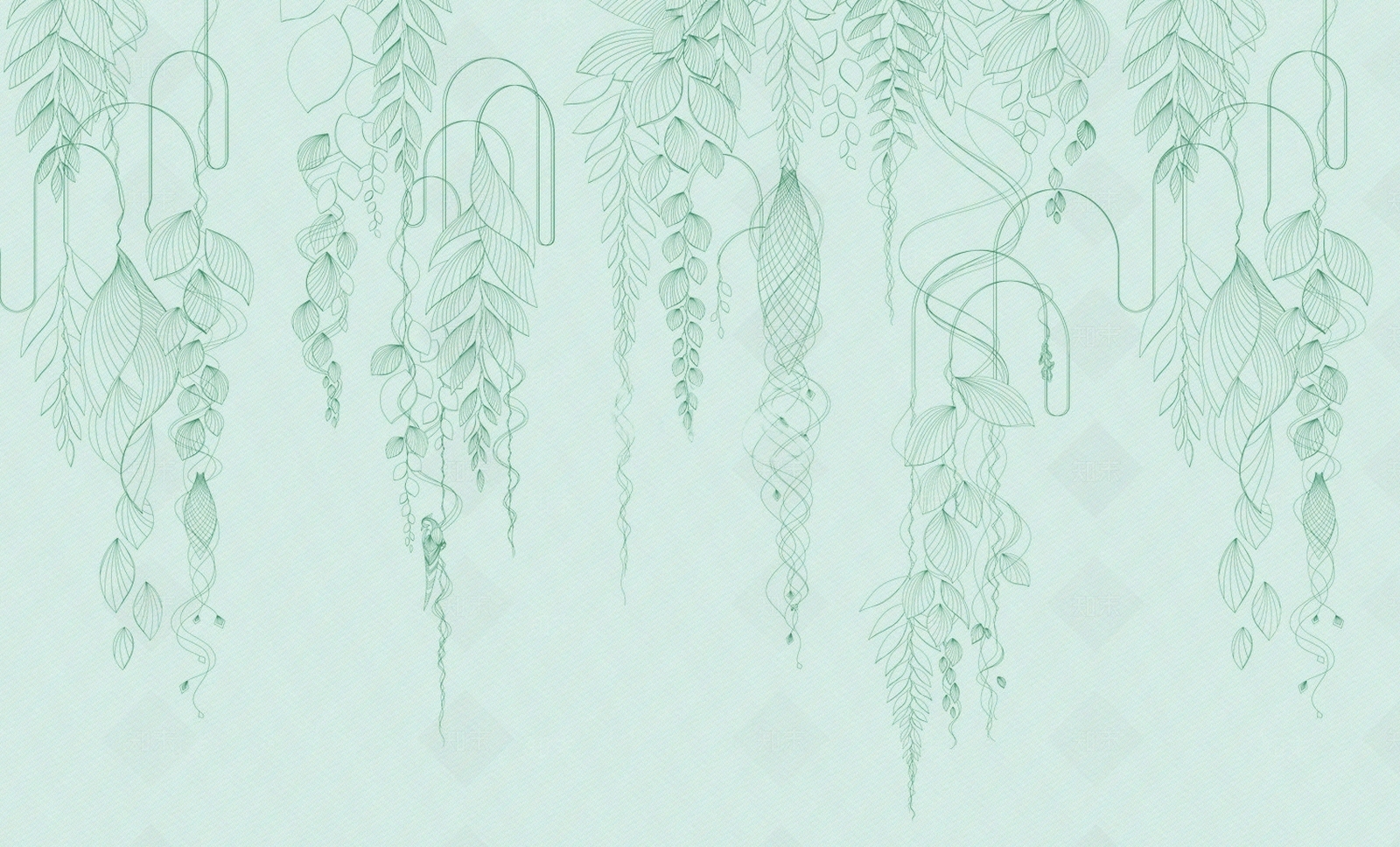 绿色葡萄藤爬藤植物线条壁纸壁布墙布贴图下载【ID:1157804949】