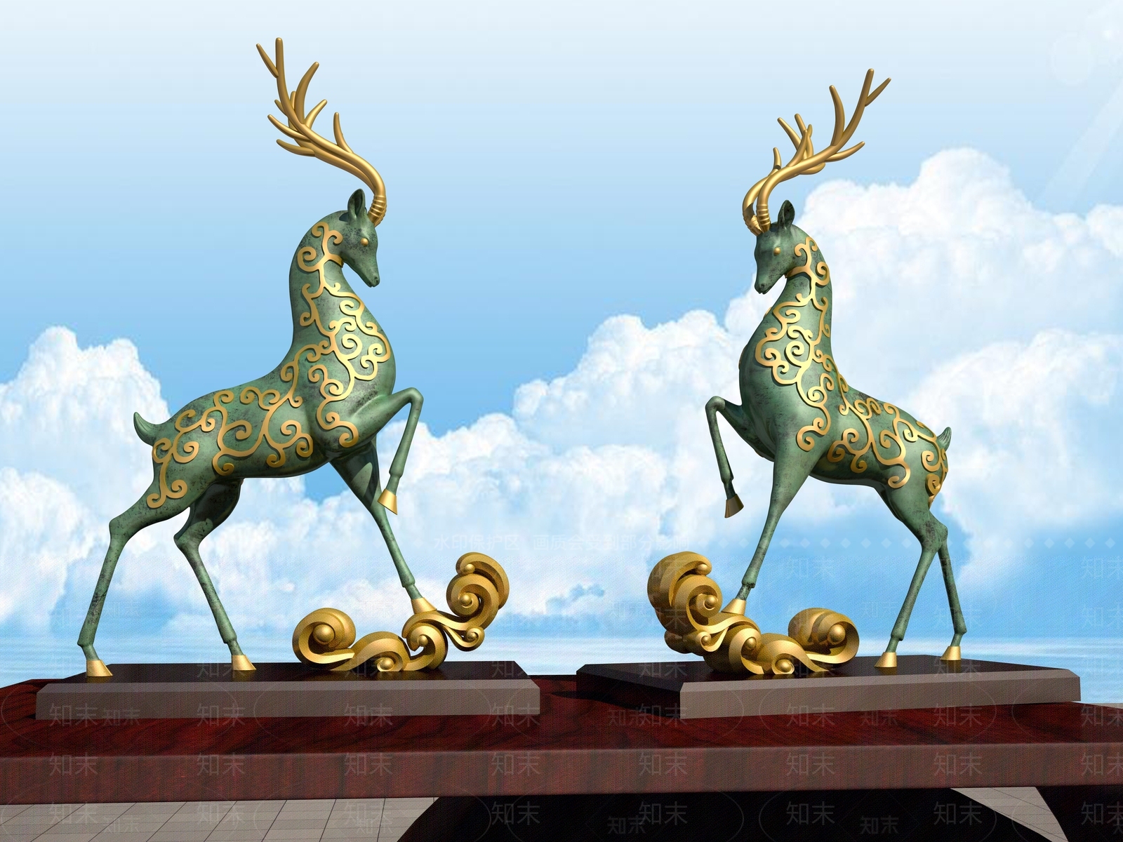 现代鹿子工艺品摆件3D模型下载【ID:1157805278】