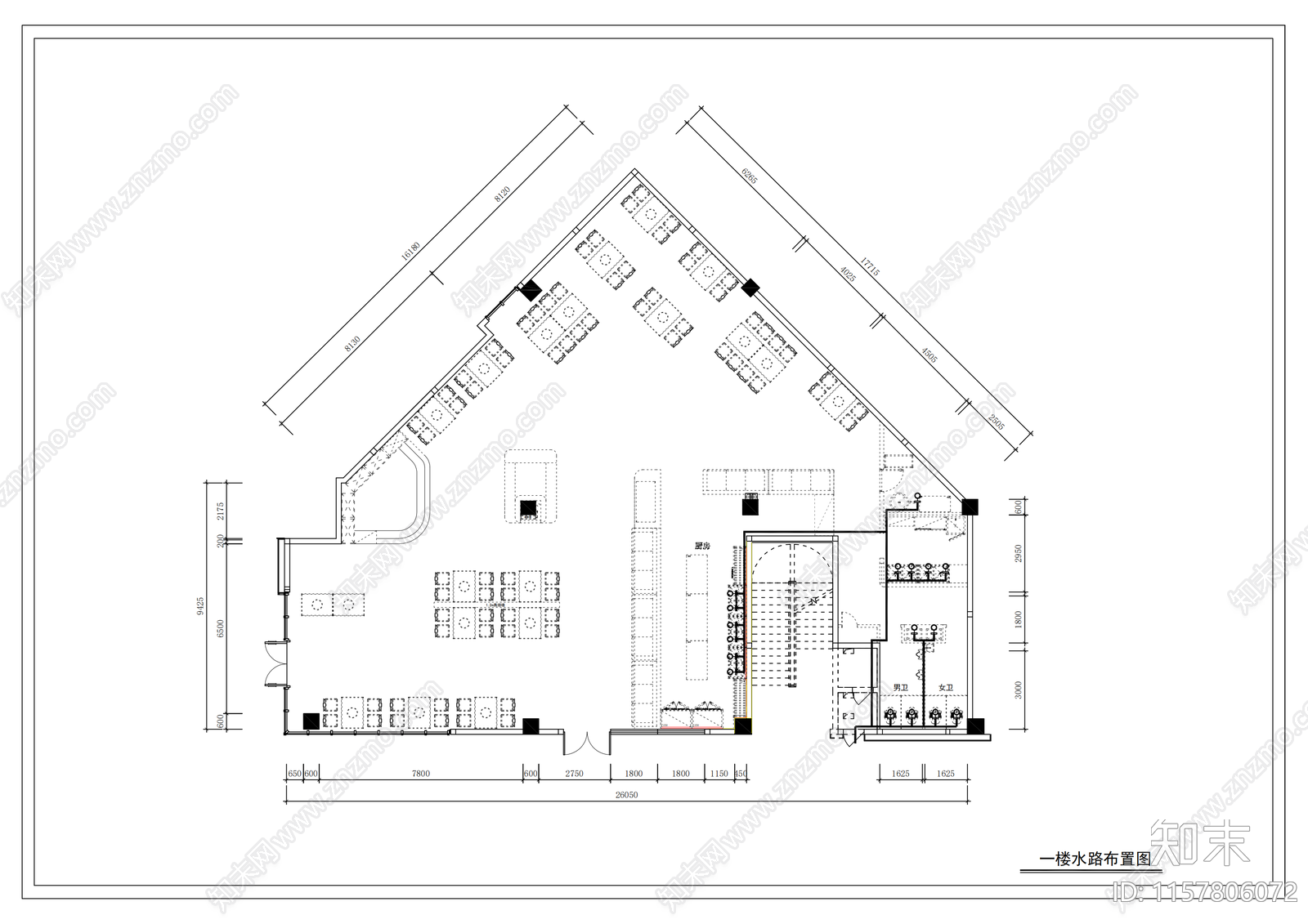 350平火锅店装修cad施工图下载【ID:1157806072】