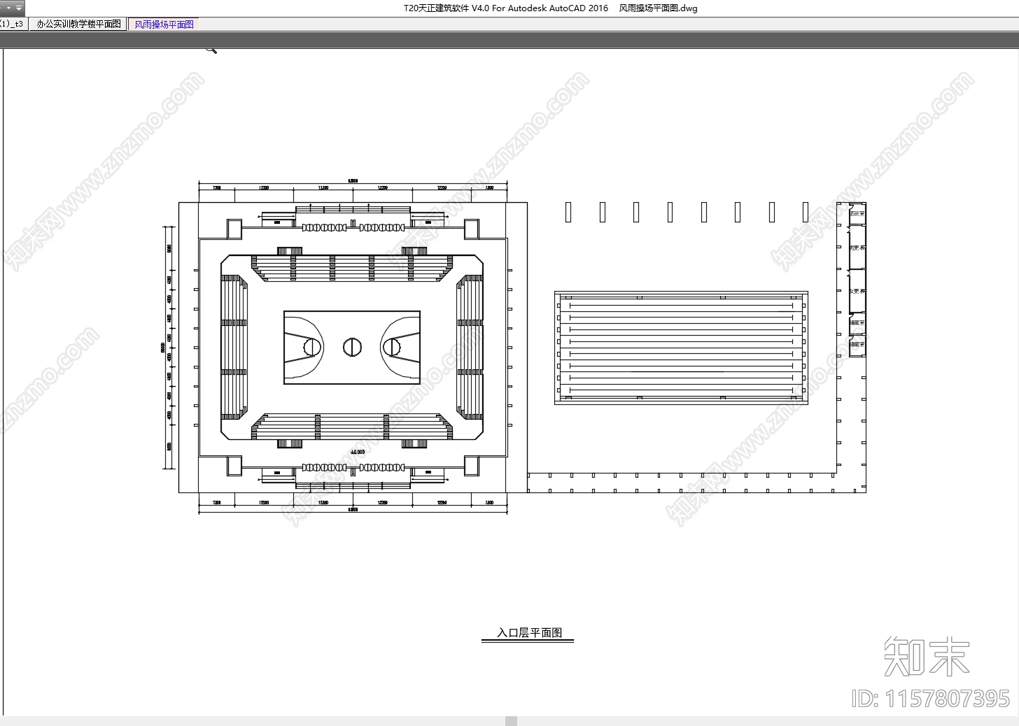 风雨操场平面图cad施工图下载【ID:1157807395】