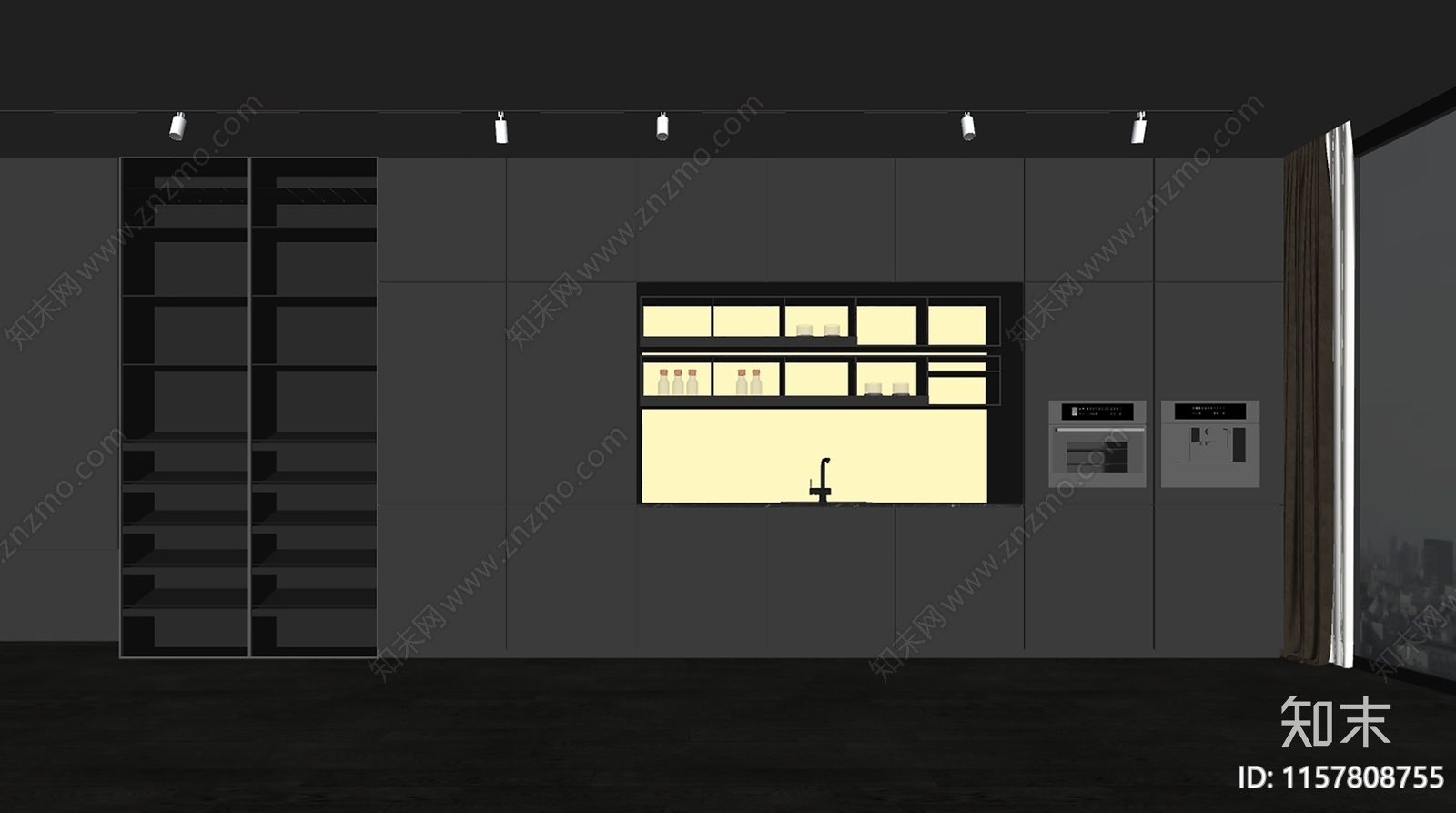 现代餐边柜SU模型下载【ID:1157808755】