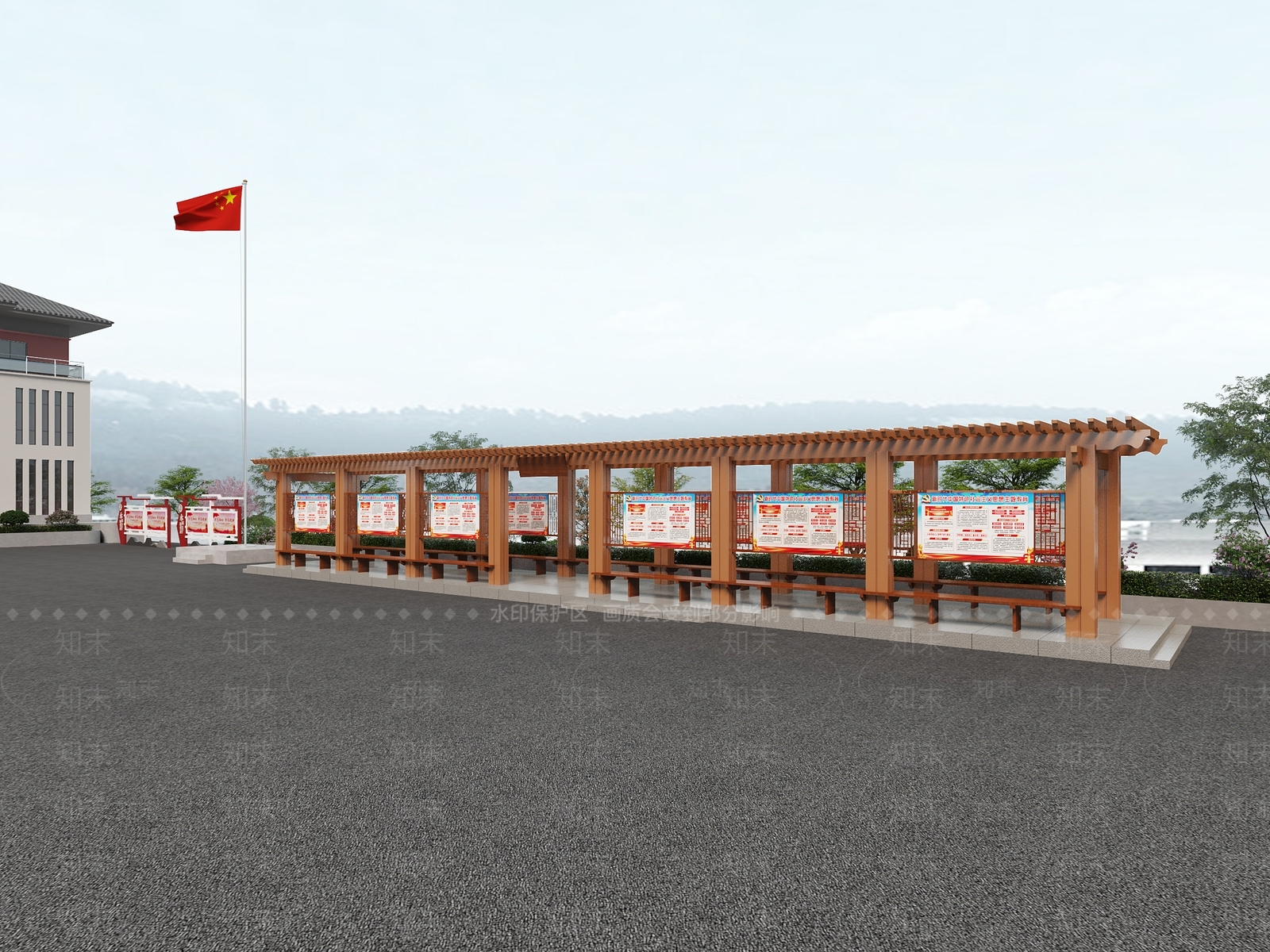 现代户外文化长廊3D模型下载【ID:1157810224】