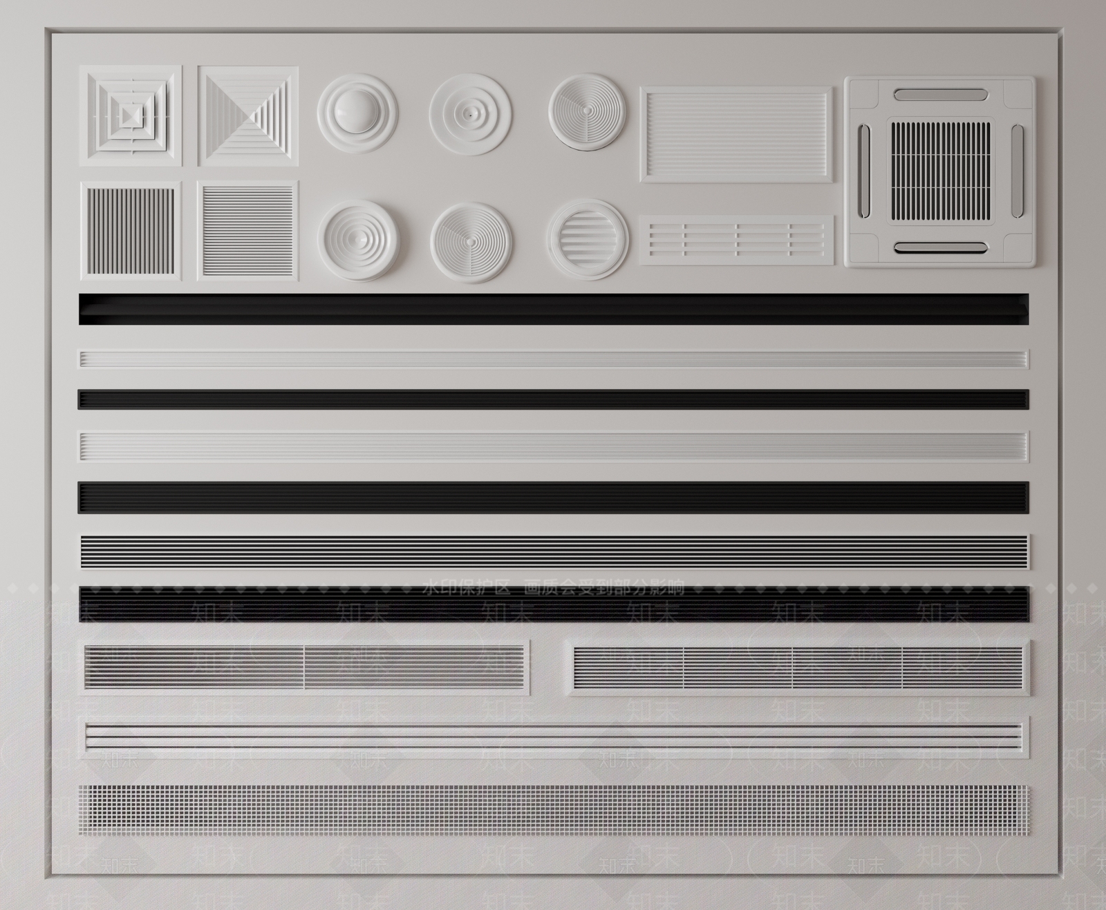现代中央空调出风口3D模型下载【ID:1157811889】