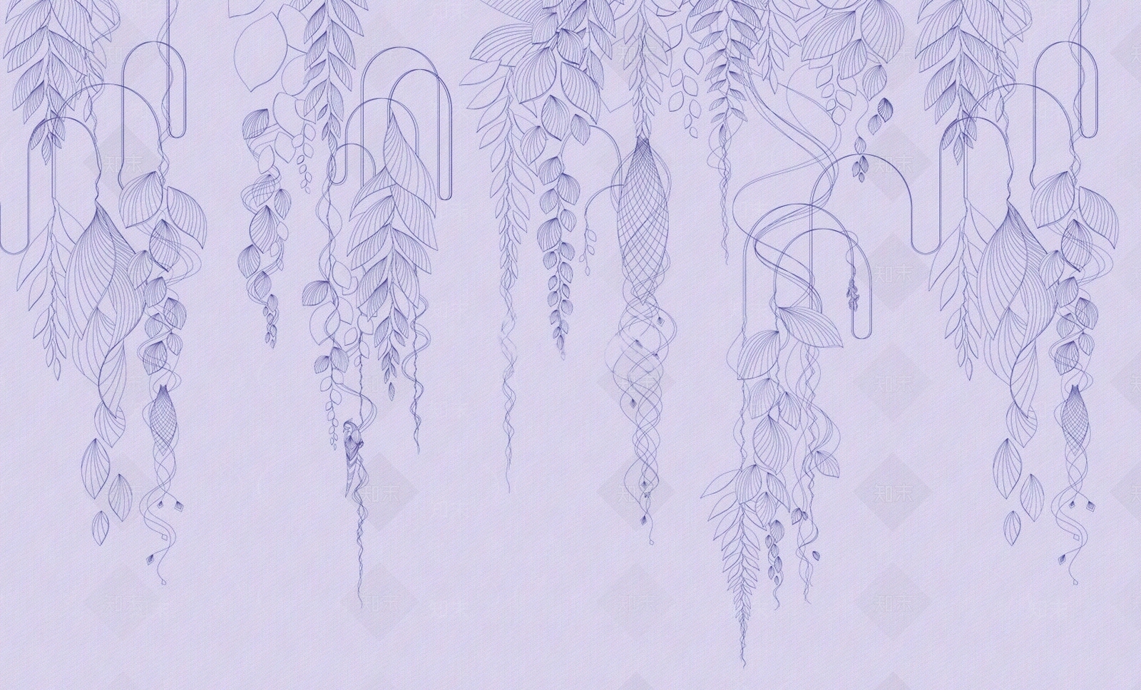 紫色葡萄藤爬藤植物线条壁纸壁布墙布贴图下载【ID:1157814681】