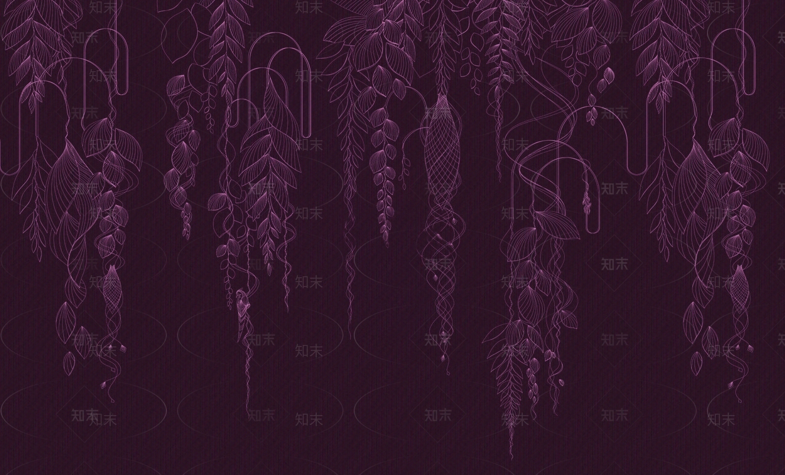紫色葡萄藤爬藤植物线条壁纸壁布墙布贴图下载【ID:1157814775】