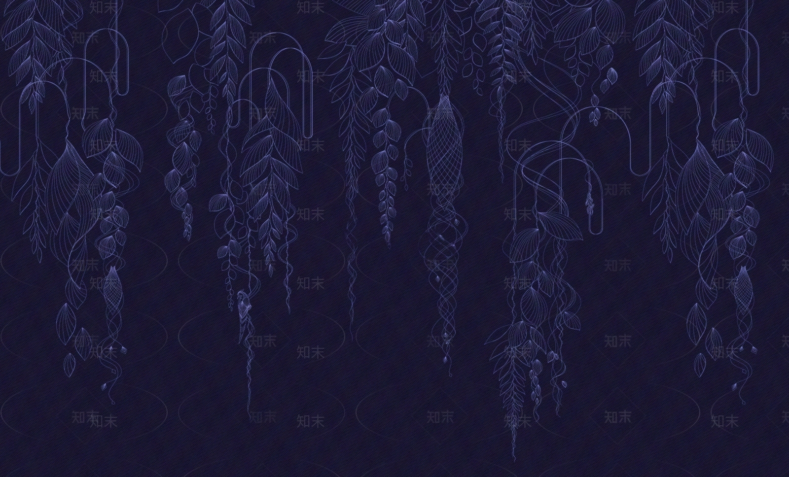 深蓝色葡萄藤爬藤植物线条壁纸壁布墙布贴图下载【ID:1157814885】